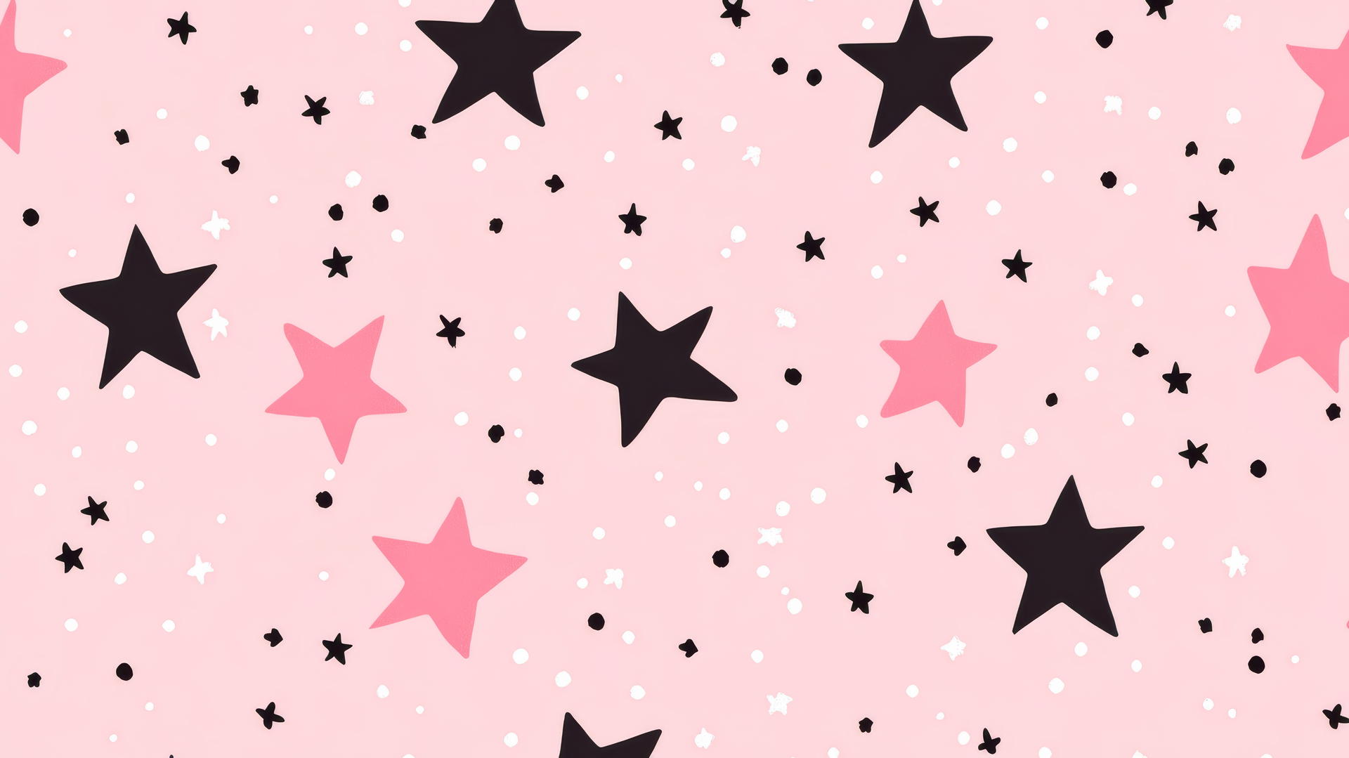 preppy wallpaper with pink stars and black dots on a pastel pink background