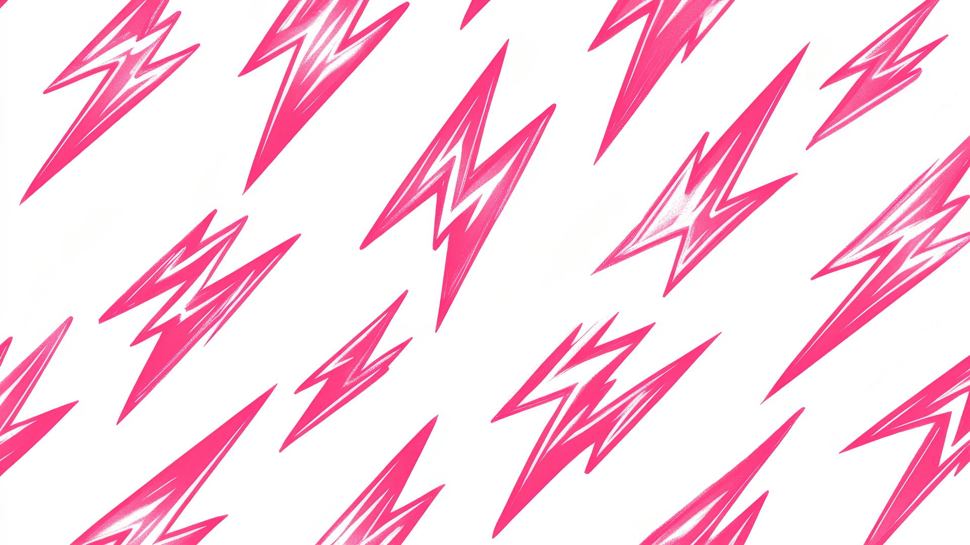 seamless pattern of pink lightning bolts on white with bright red accents, preppy wallpaper