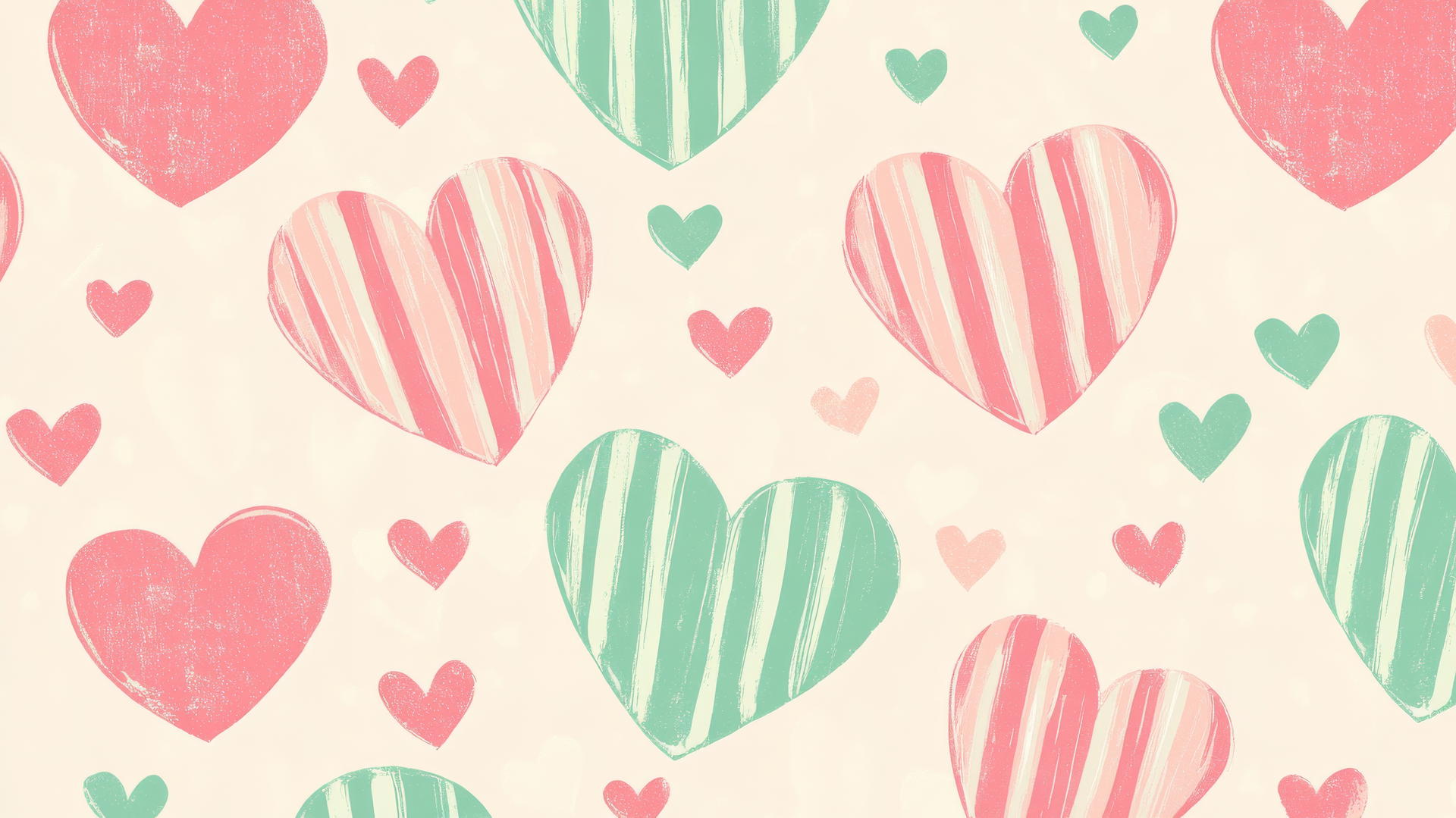 preppy wallpaper with retro pink and green hearts on pastel backgrounds