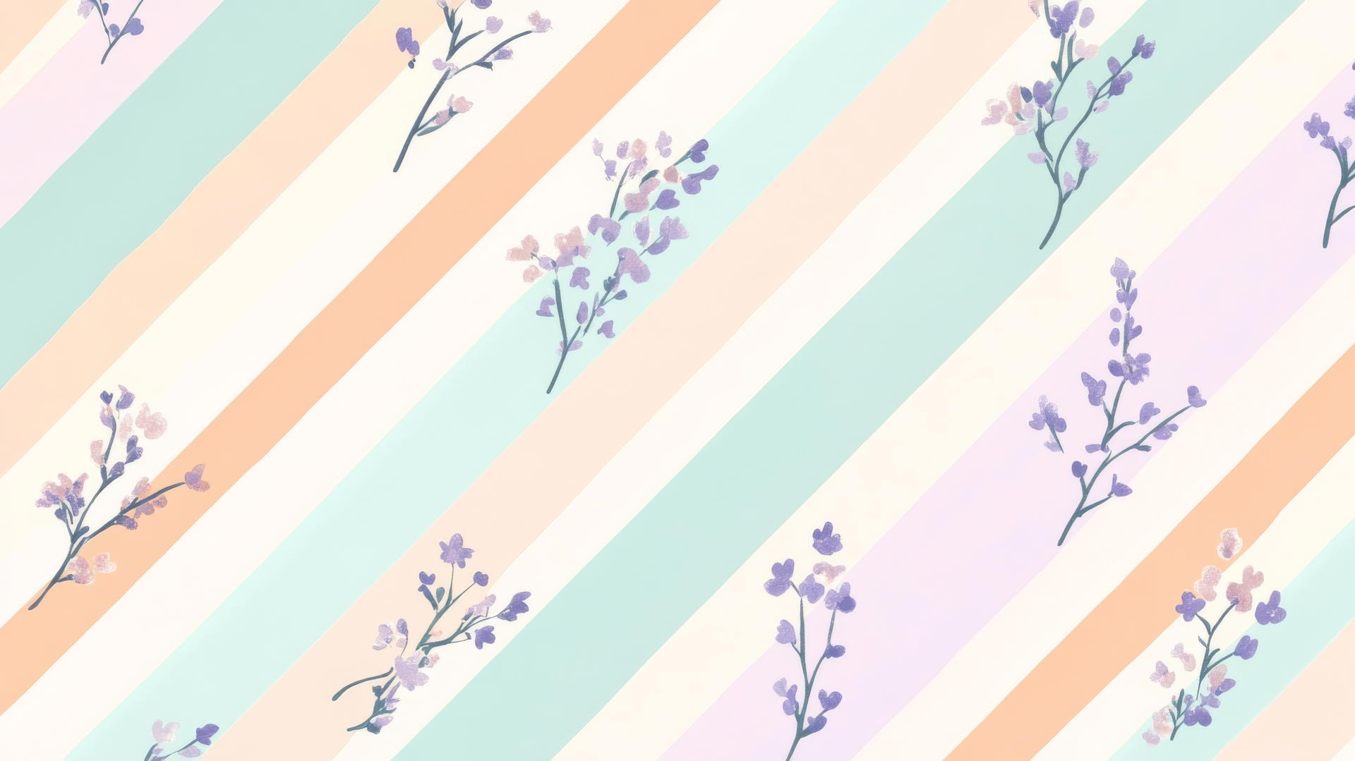Preppy spring wallpaper with diagonal stripes and floral motifs