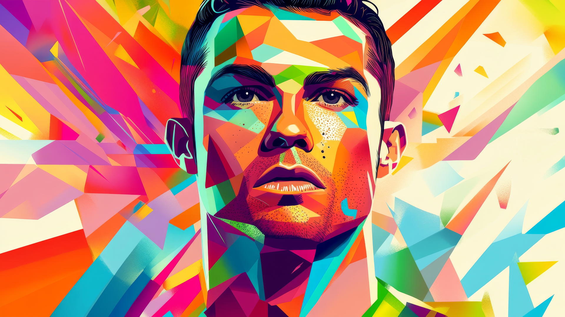 wallpaper Ronaldo featuring colorful geometric shapes