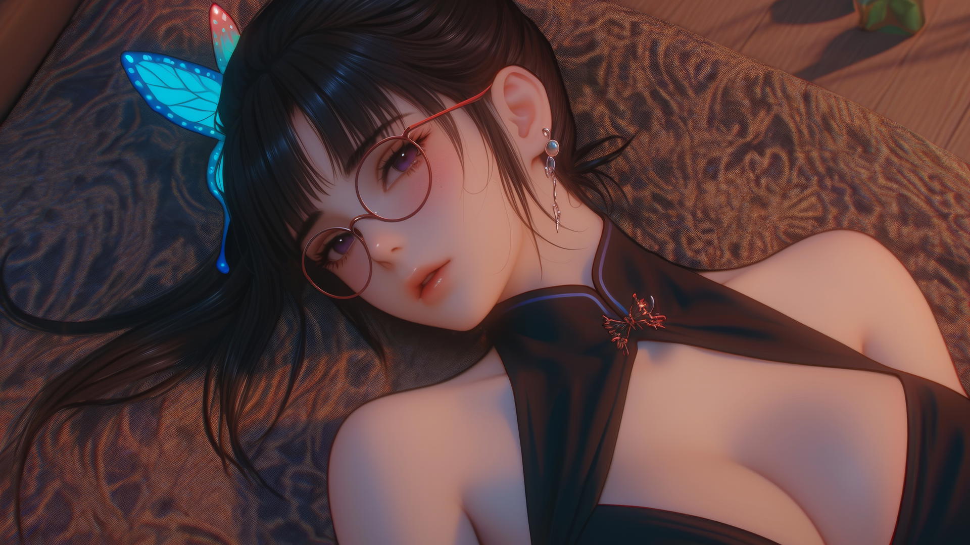 Kanao Tsuyuri from Demon Slayer rests in a tub bathed in warm light.