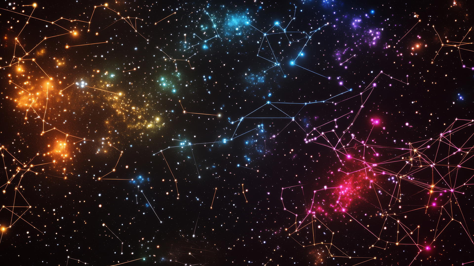 Y2K star wallpaper with neon constellation map and pixelated shooting stars