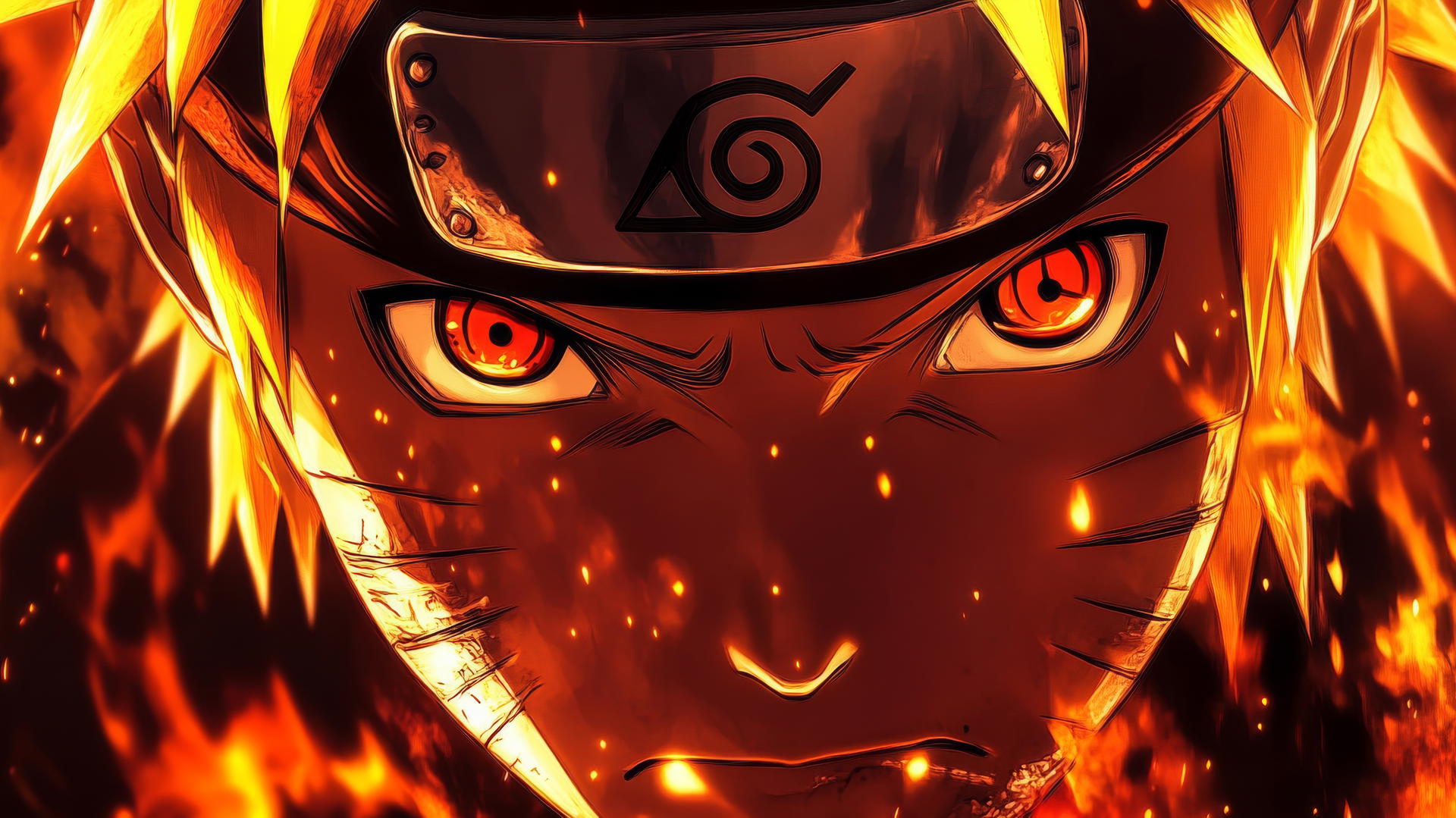 dramatic close-up of Naruto Uzumaki with Kurama's eye and red energy, naruto 4k wallpaper