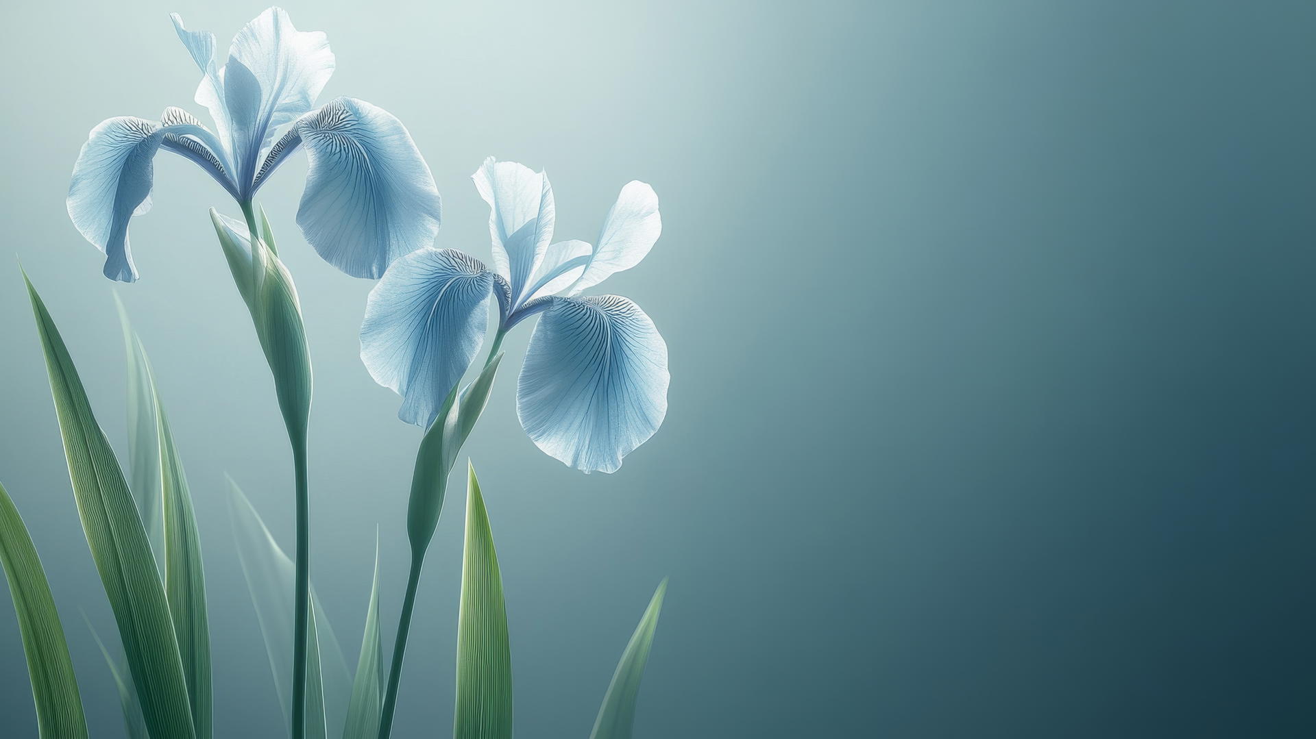 blue flower wallpaper with elegant blue iris flowers against a soft blue background