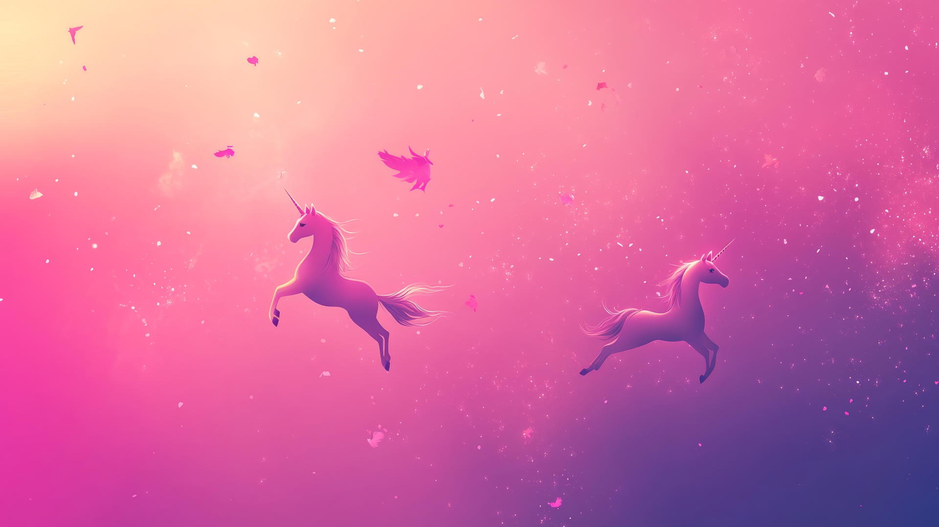 Cute hot pink wallpaper with tiny unicorns prancing