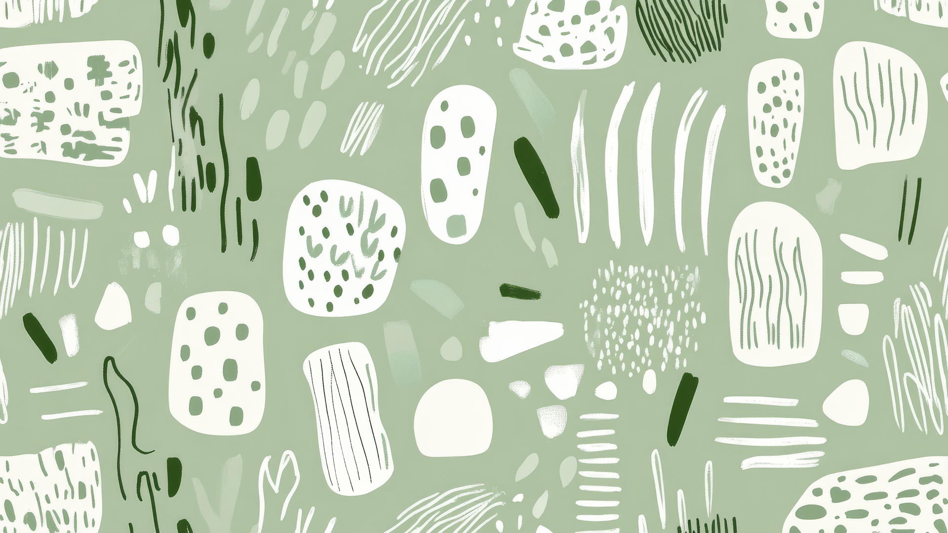 aesthetic green wallpaper with abstract hand-drawn shapes and doodles