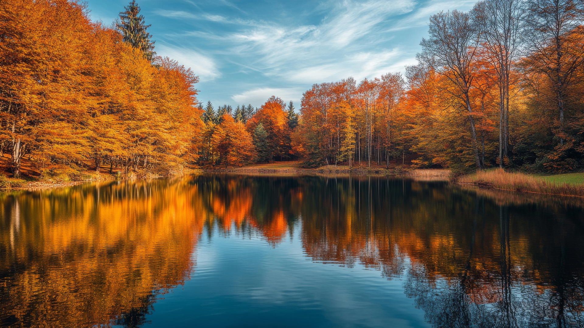 beautiful nature wallpaper 4k featuring a peaceful lake surrounded by autumn trees