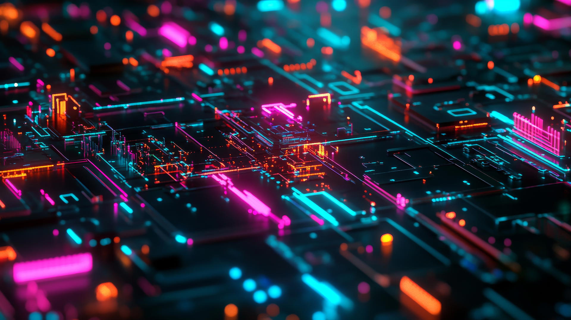 Cyber Y2K wallpaper black with neon circuits and binary code