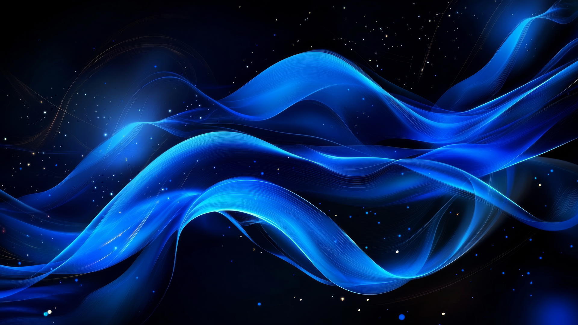 black and blue wallpaper with dynamic blue digital waves on a black background