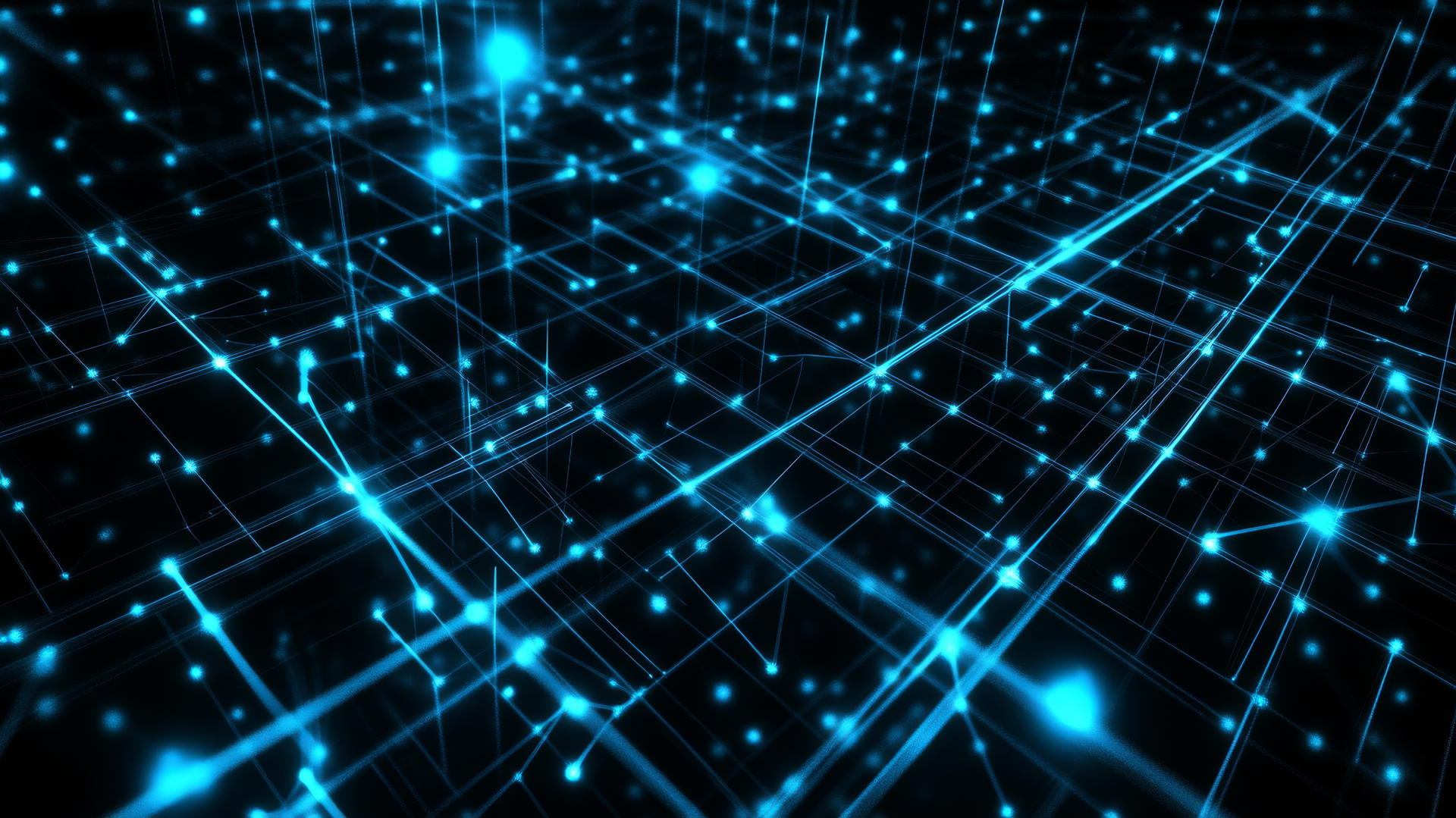black and blue wallpaper with futuristic cyber grid, glowing lines and nodes
