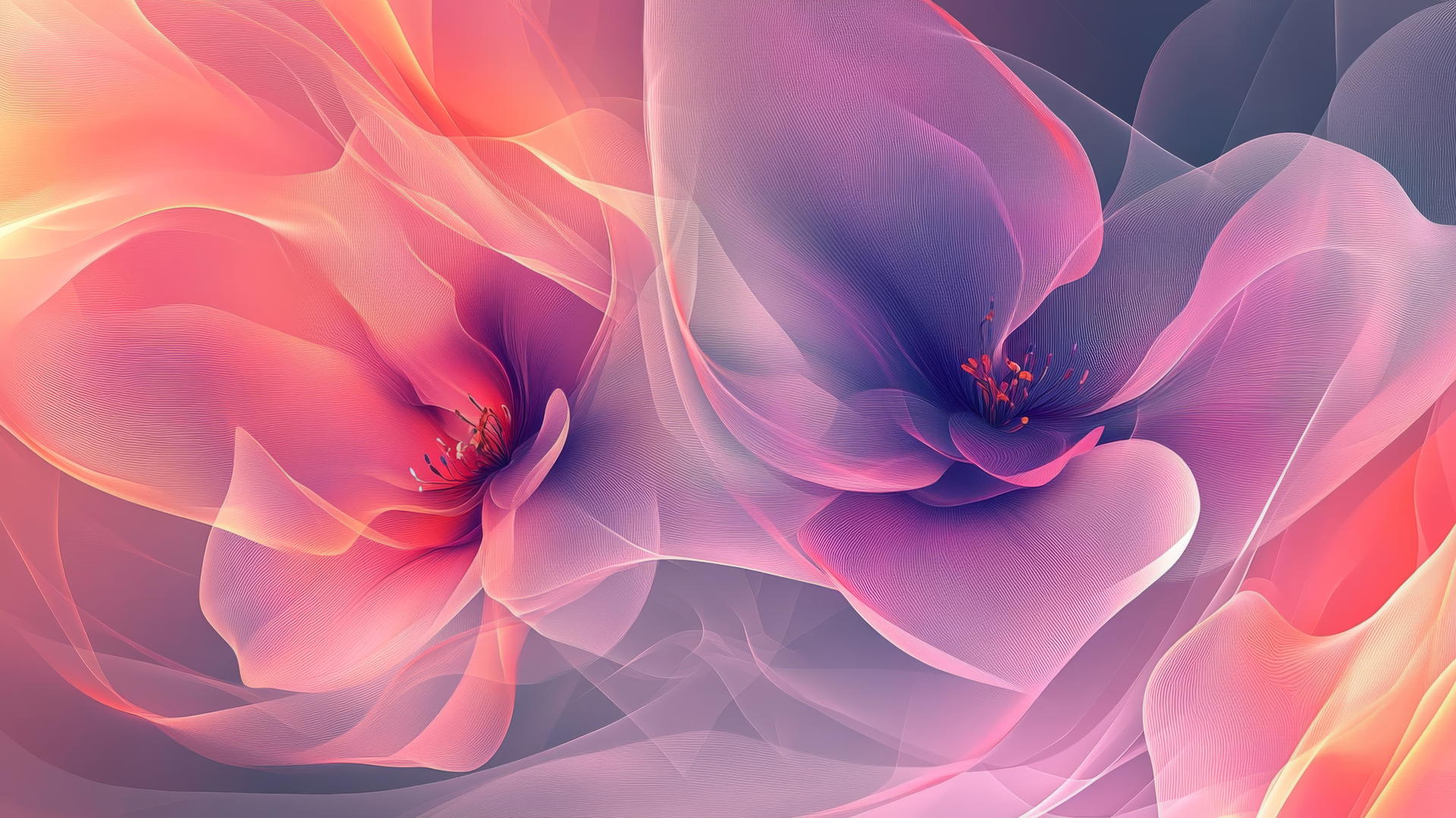 Abstract floral pattern with soft gradients and gentle curves, spring background wallpaper