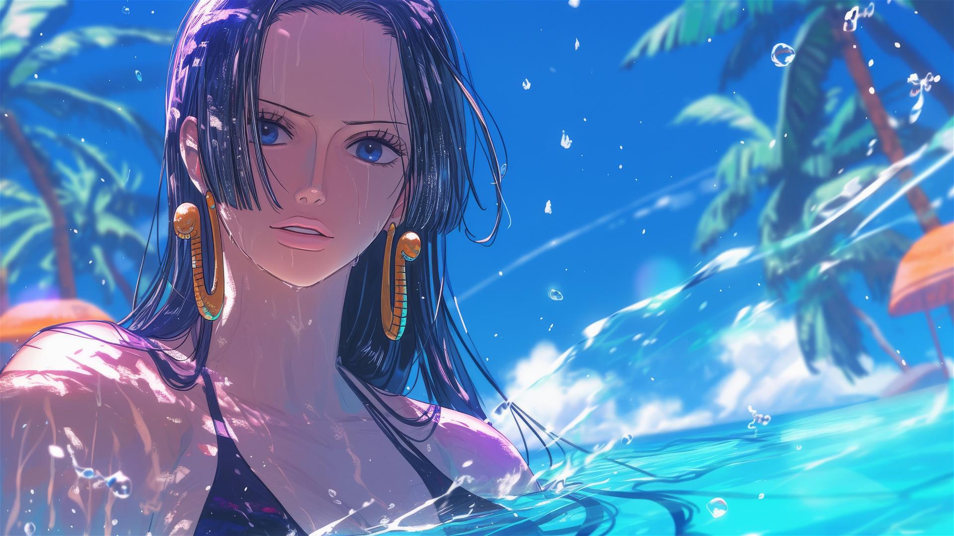 Boa Hancock in moonlit pool