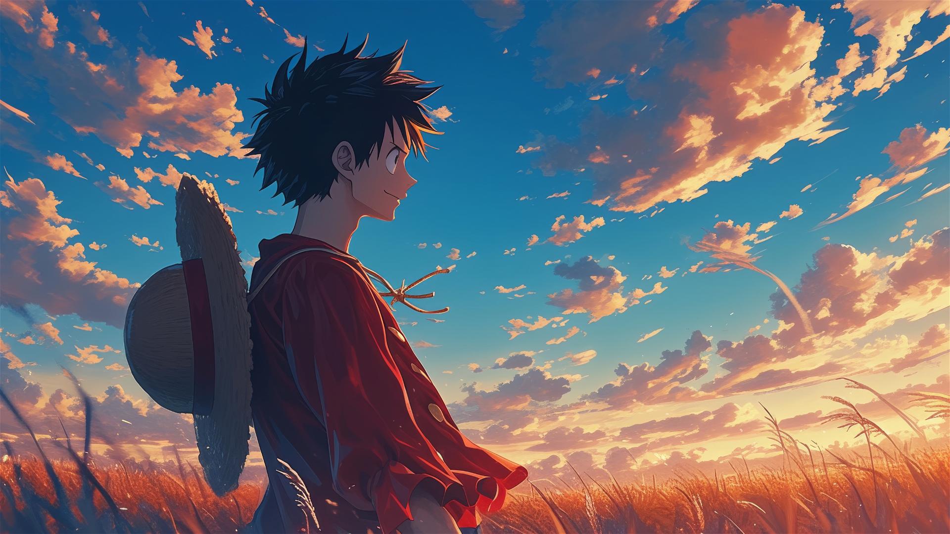 Luffy from One Piece in a wide landscape view