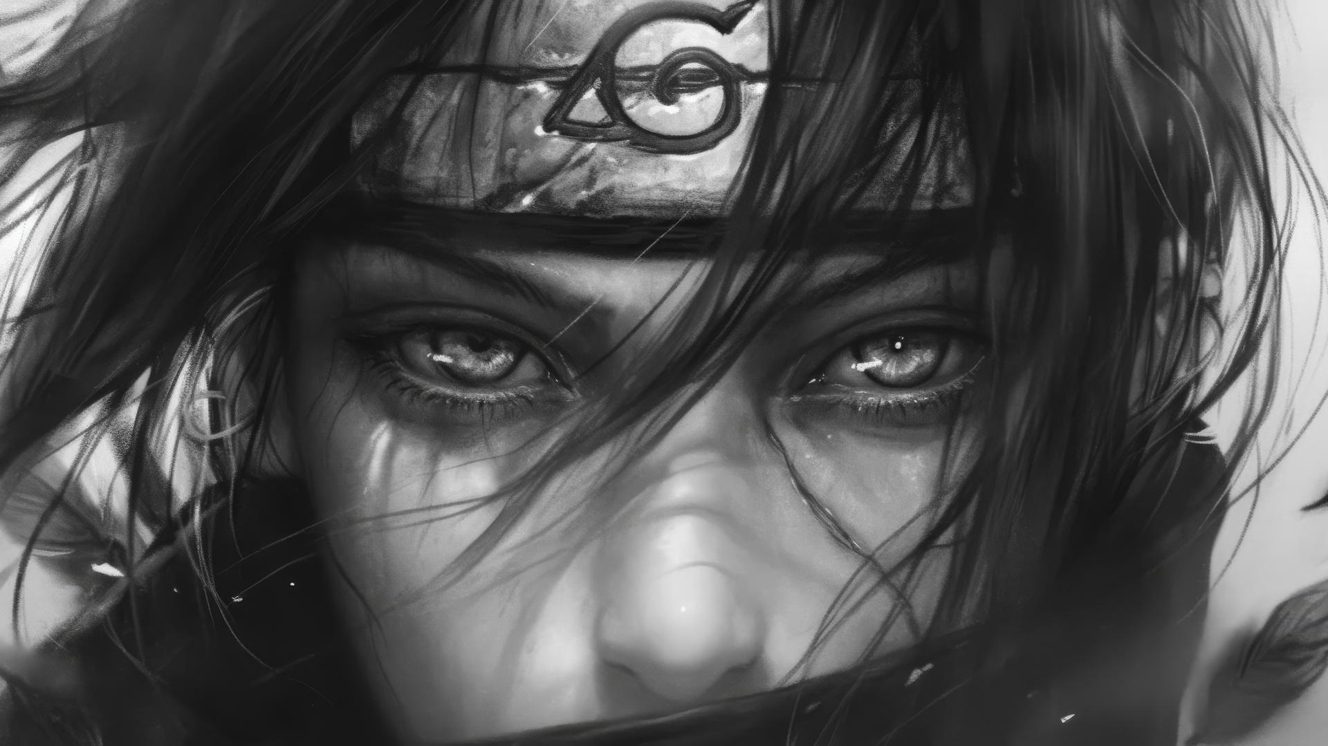 itachi uchiha drawing with detailed facial features and lifelike expression
