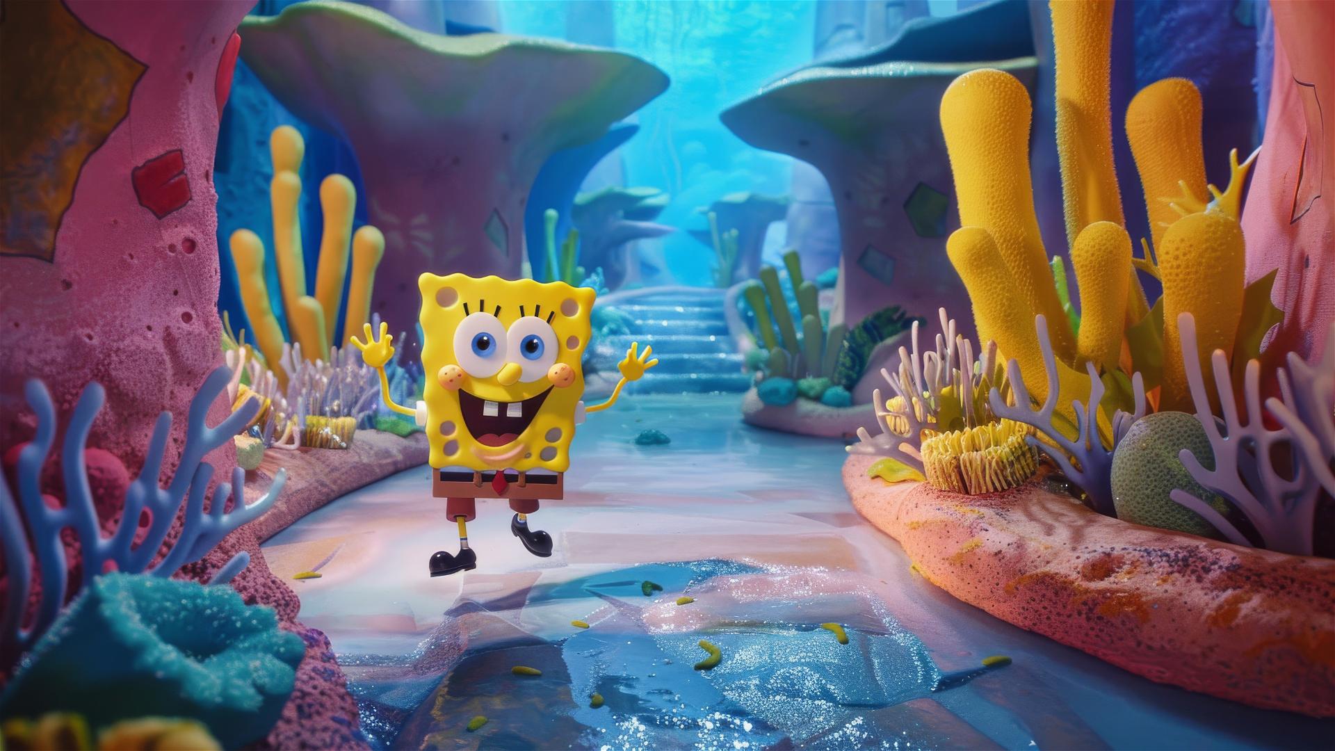 cutout animation scene from SpongeBob
