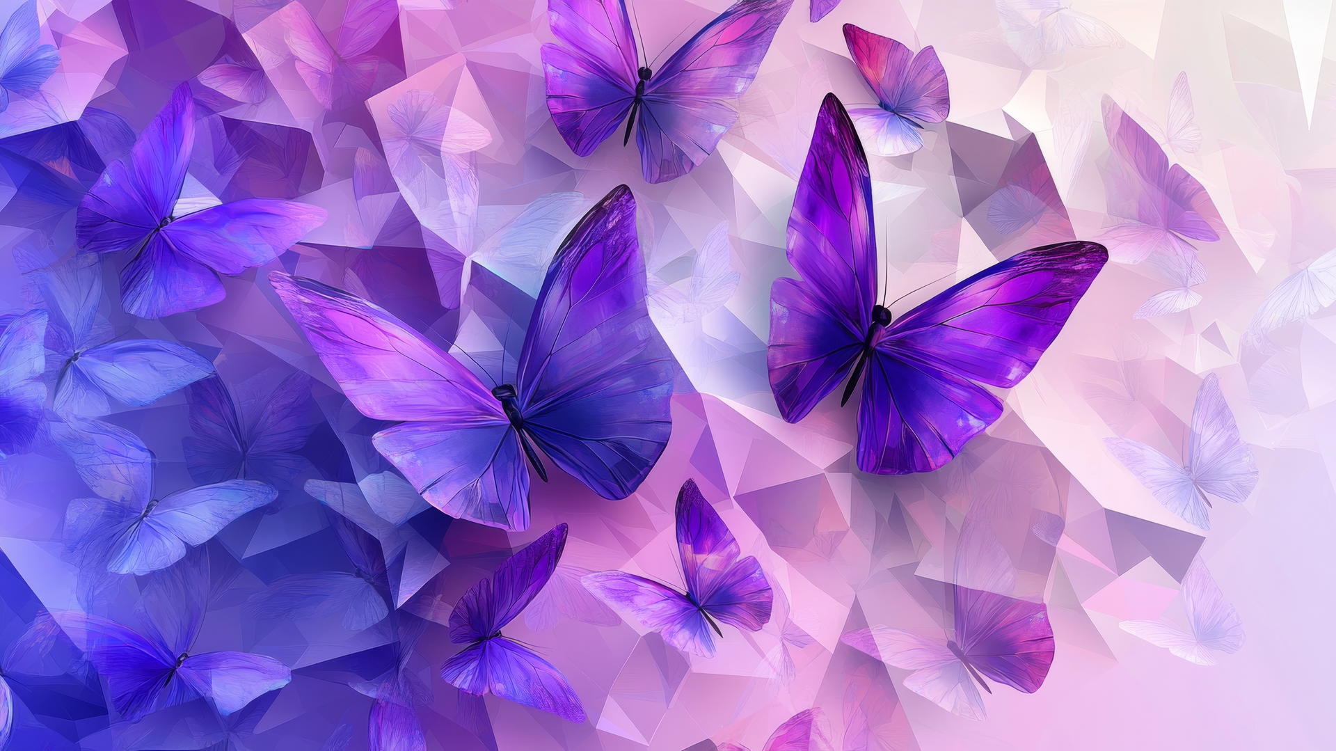 purple butterfly wallpaper with abstract geometric design and gradient background