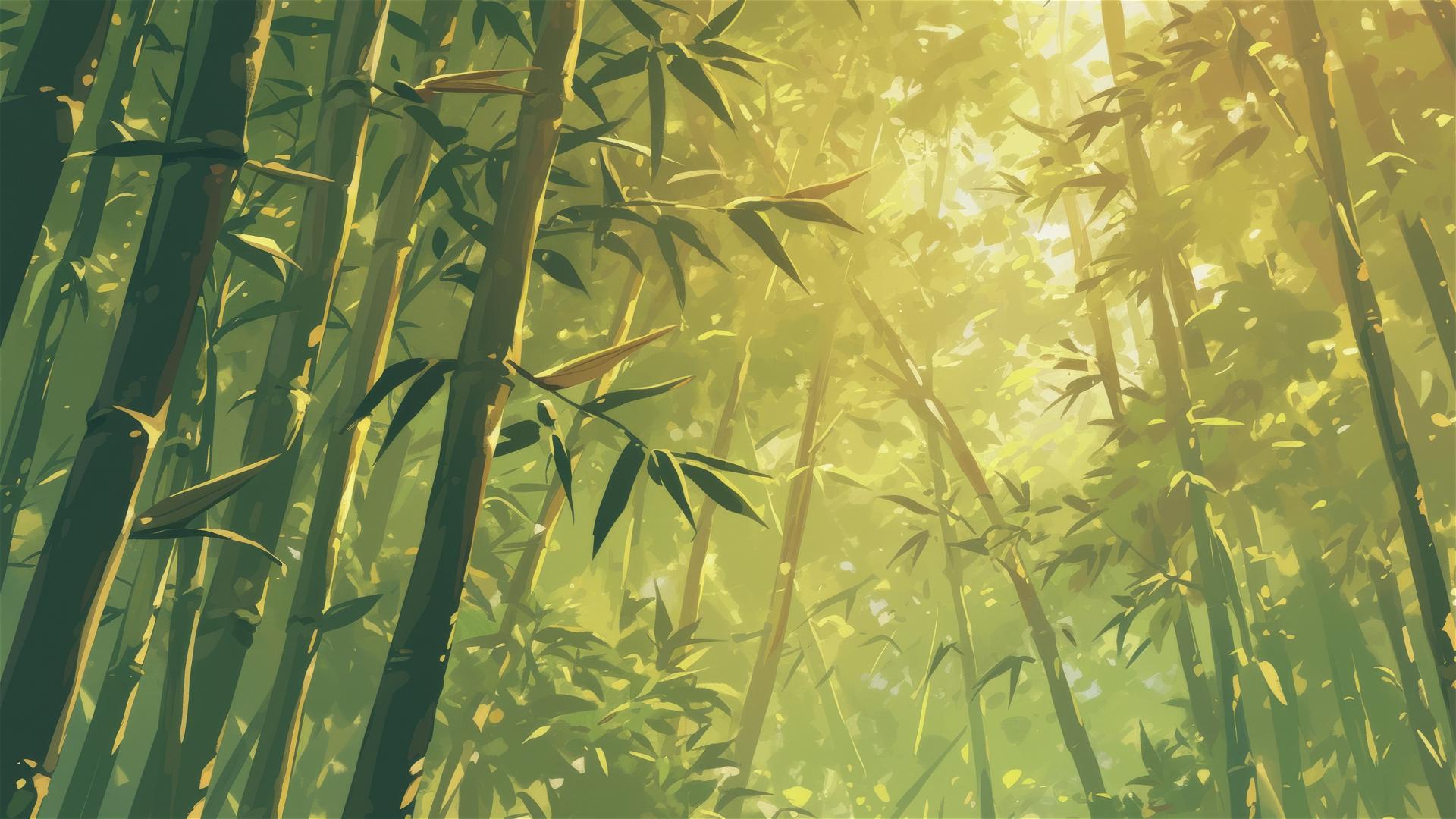 Light filtering through a dense bamboo grove