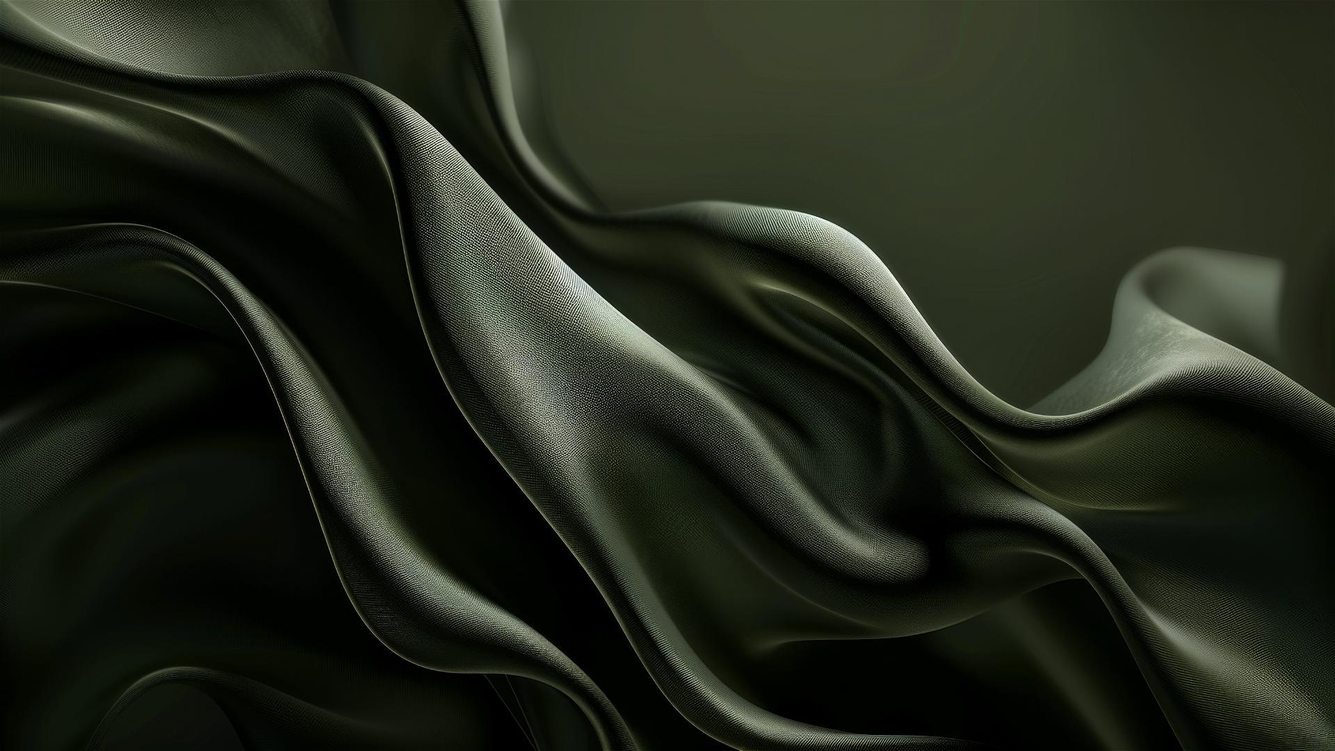 iPhone wallpaper with dark olive flowing shapes, minimalistic and elegant