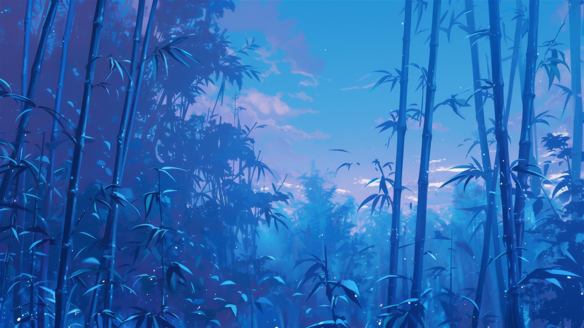 Bamboo forest swaying at dusk with serene whispers