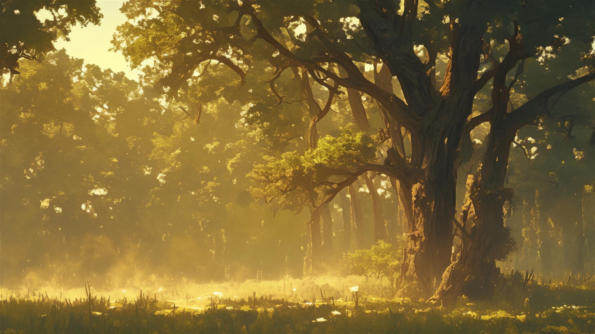 Ethereal misty vapor forest with geothermal activity