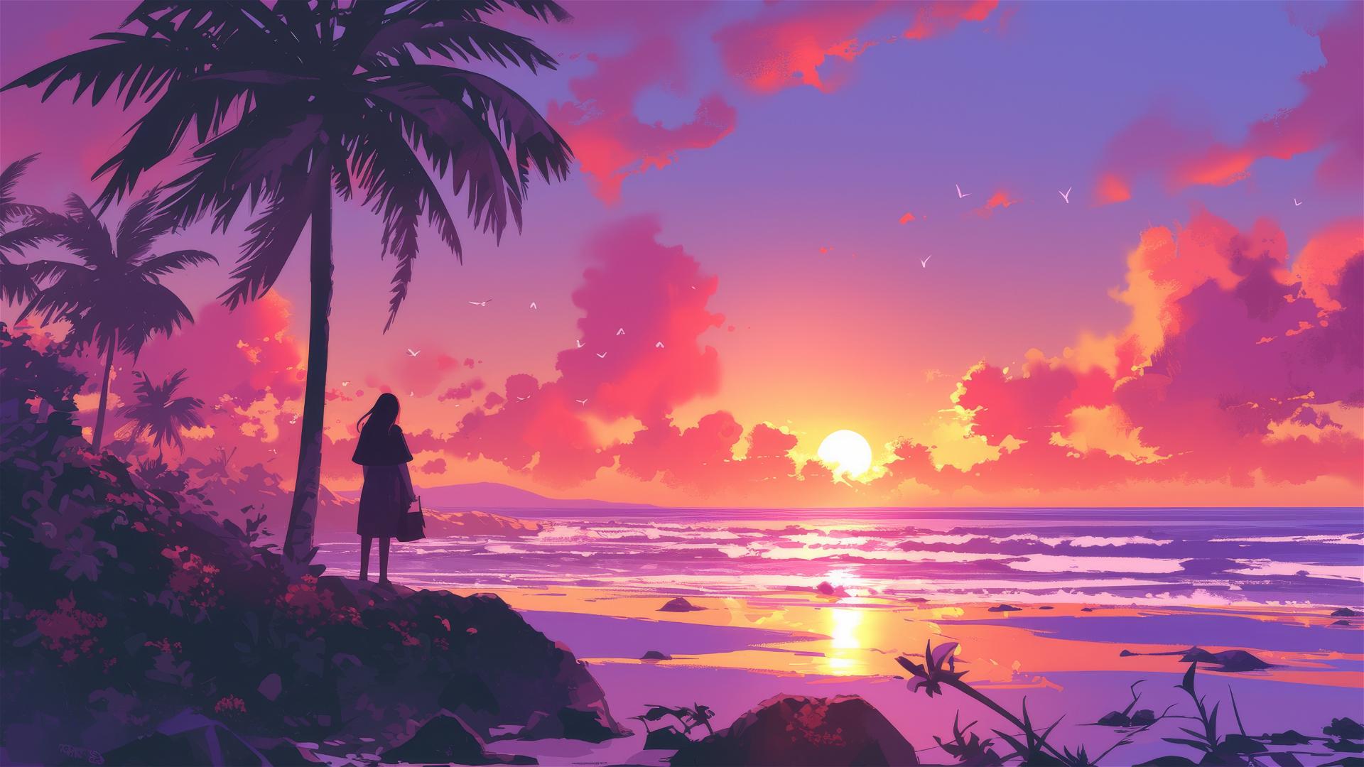 Twilight at coral bay with purple and pink hues