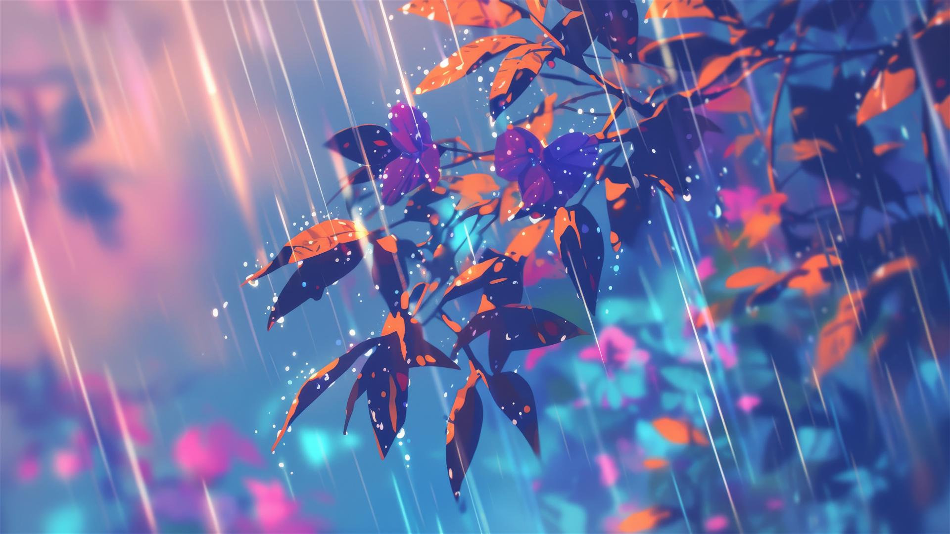 Holographic rain with 3D images of native plants and animals