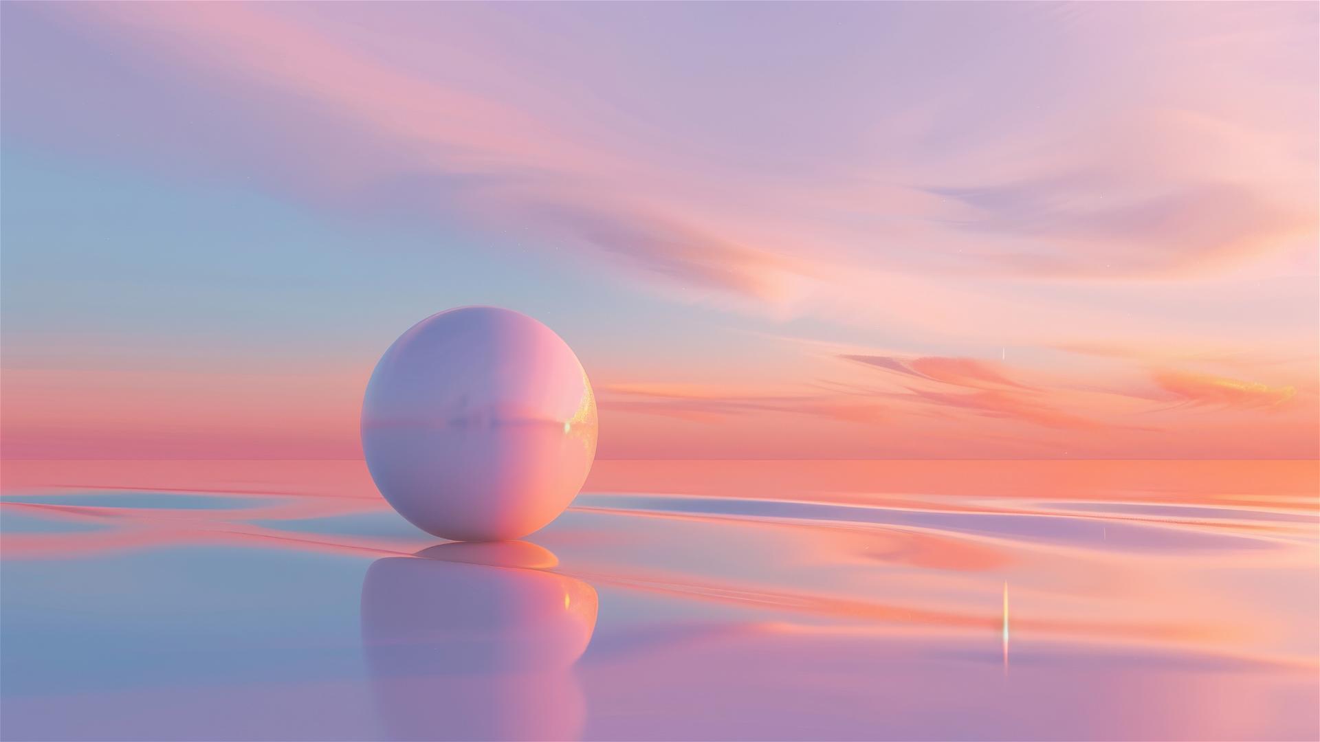 Modern minimalist object floating against a gradient sky with warm and cool tones