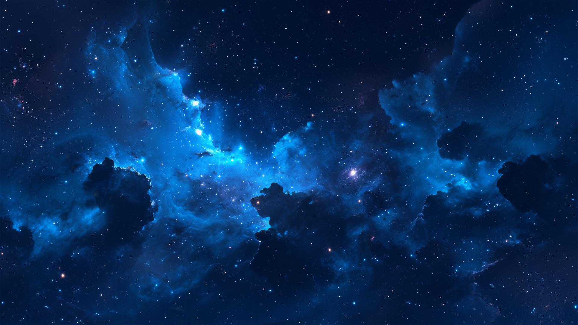 Deep space view from nebula's shadow with stars obscured