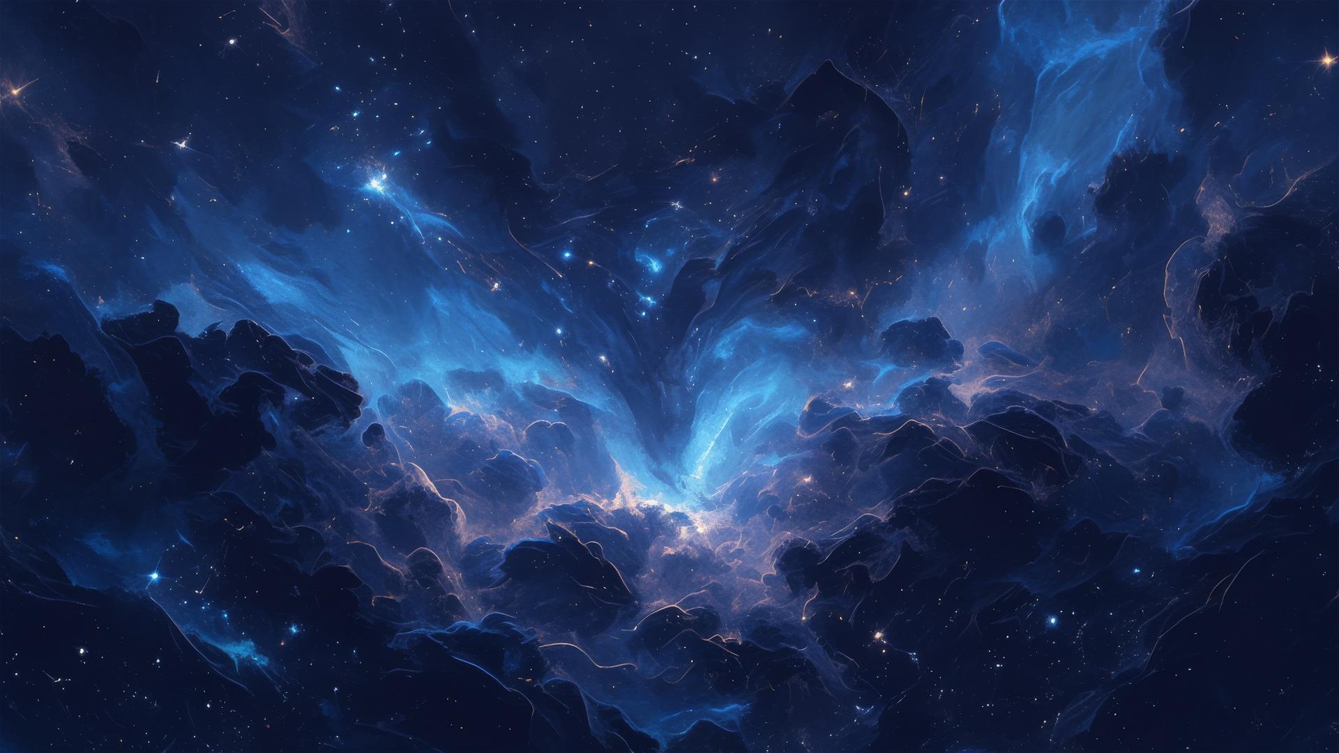 Dark nebula sky with cosmic dust obscuring stars