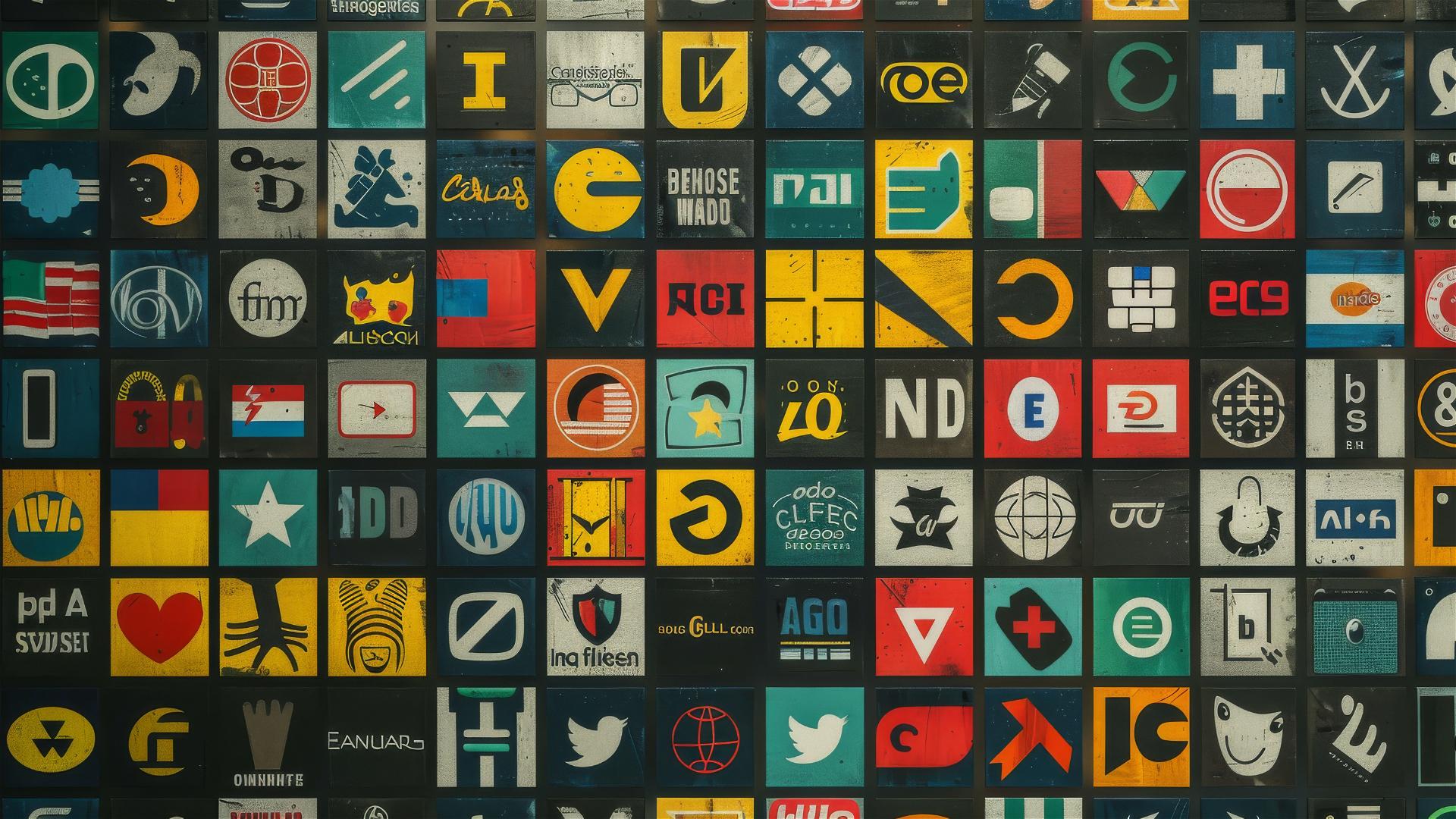 Background featuring diverse logos of global brands in a minimalist design