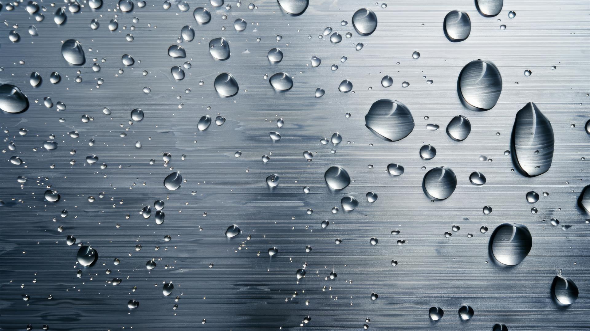 Blank aluminium surface with scattered water droplets