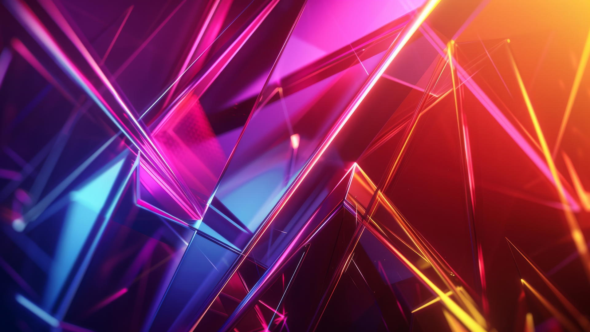 Abstract design with colorful lines, triangles and cinematic lighting in 4K