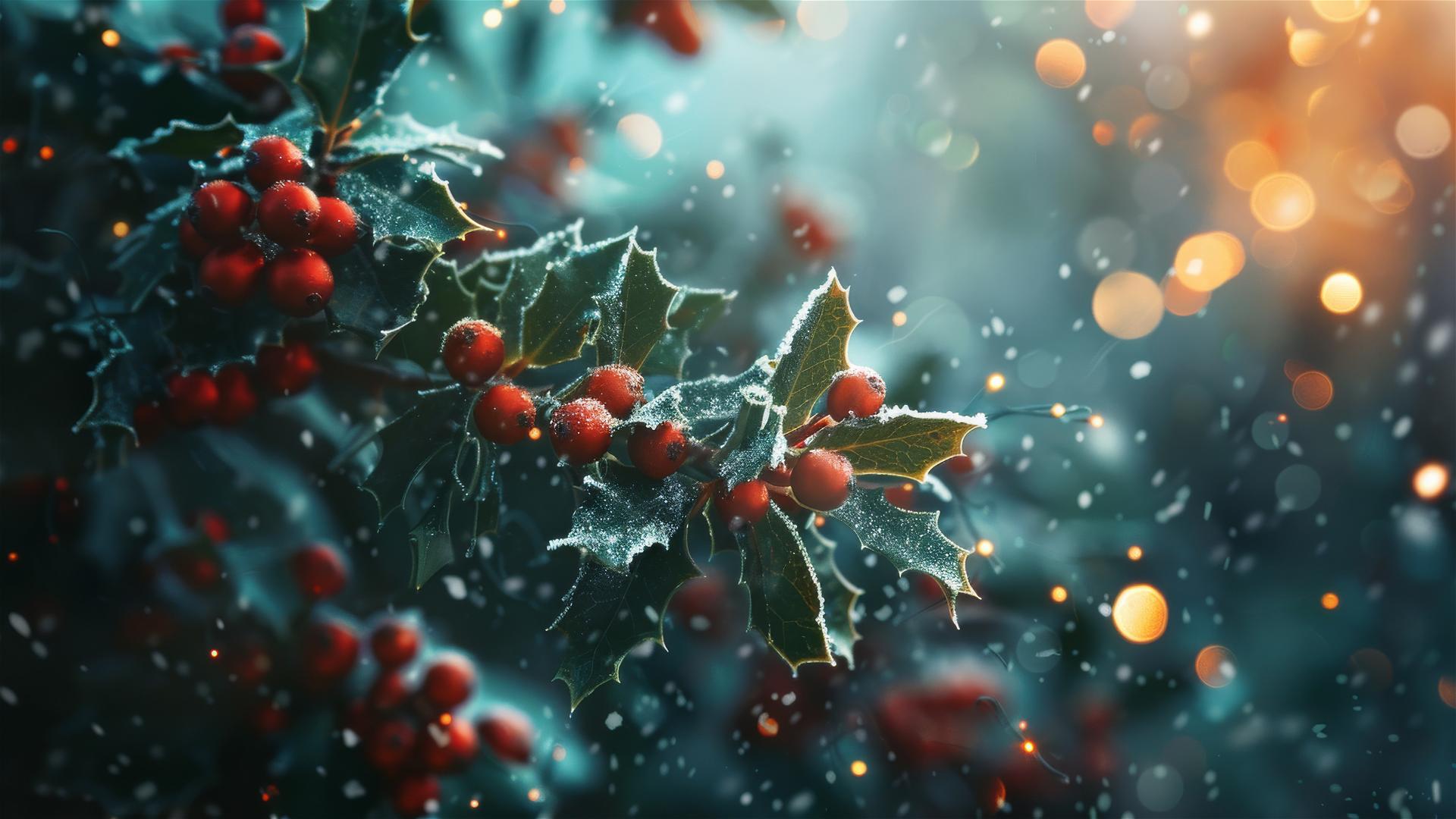 Aesthetic Christmas-themed background with festive elements
