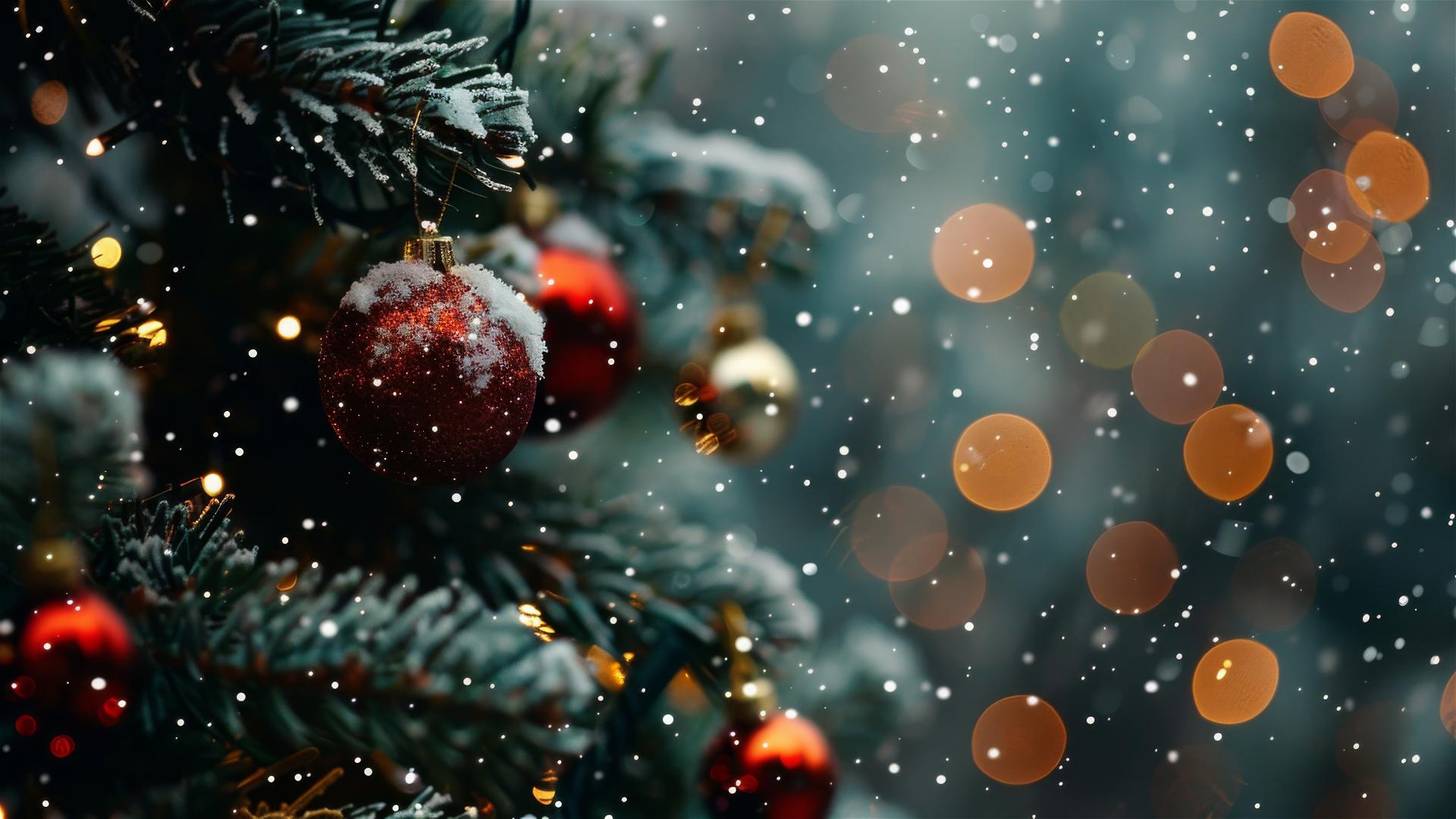 Aesthetic Christmas-themed background with festive elements in 4K resolution