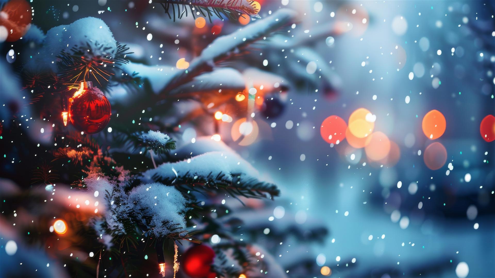 Festive Christmas backdrop with holiday decorations