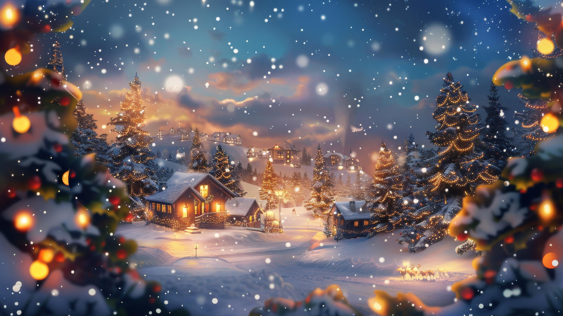 Festive Christmas background with holiday elements