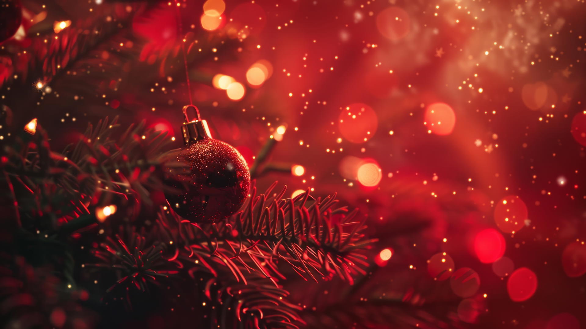 Festive red Christmas background in 4K