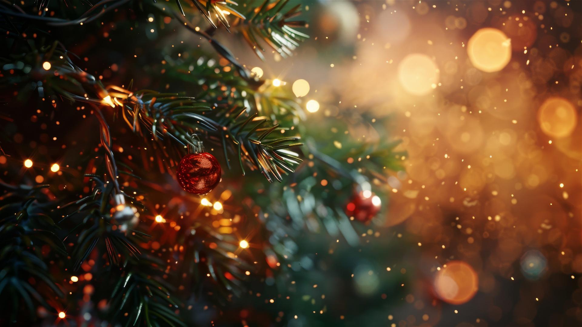 Decorated Christmas tree with lights