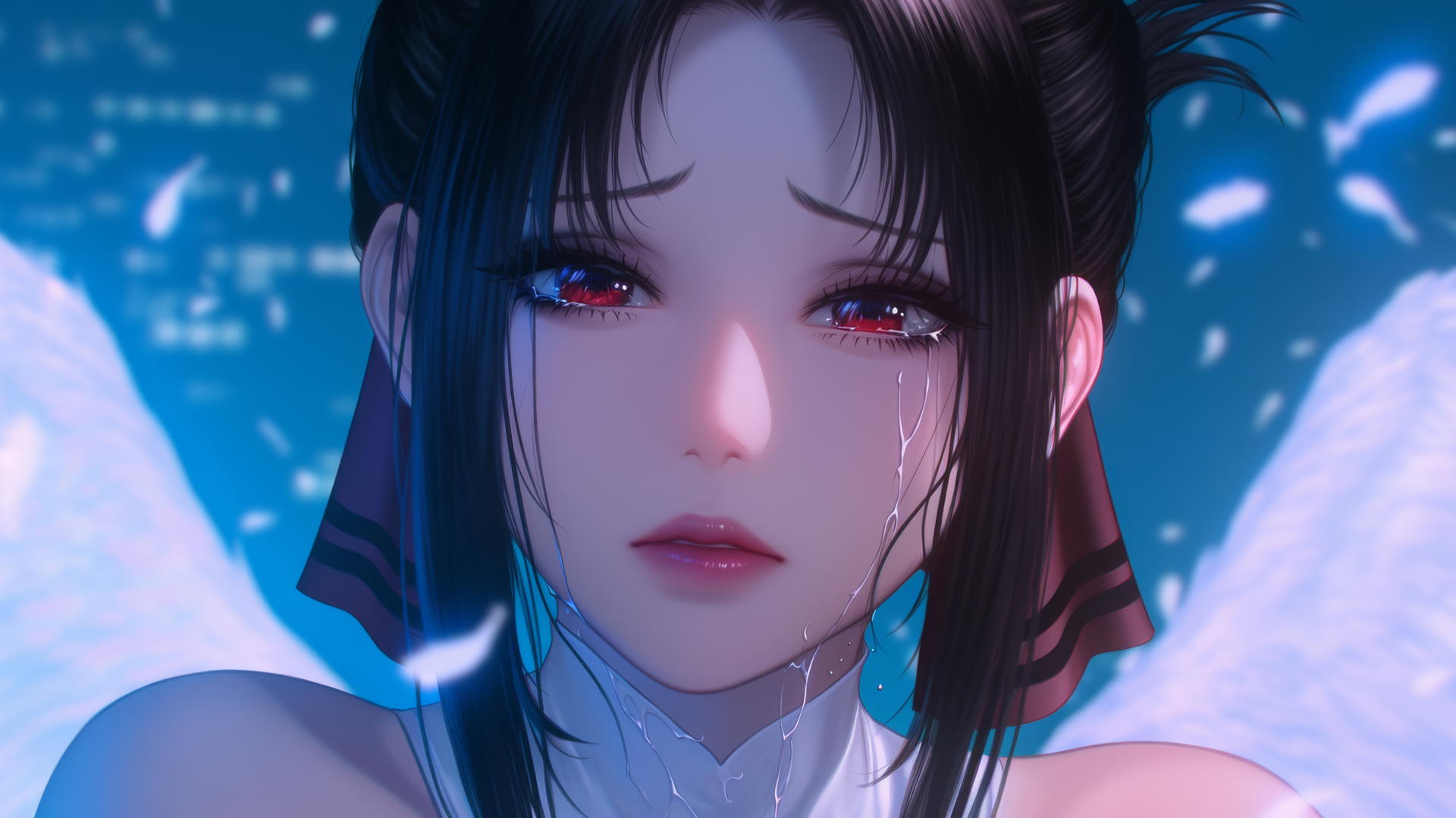 Kaguya Shinomiya with red eyes