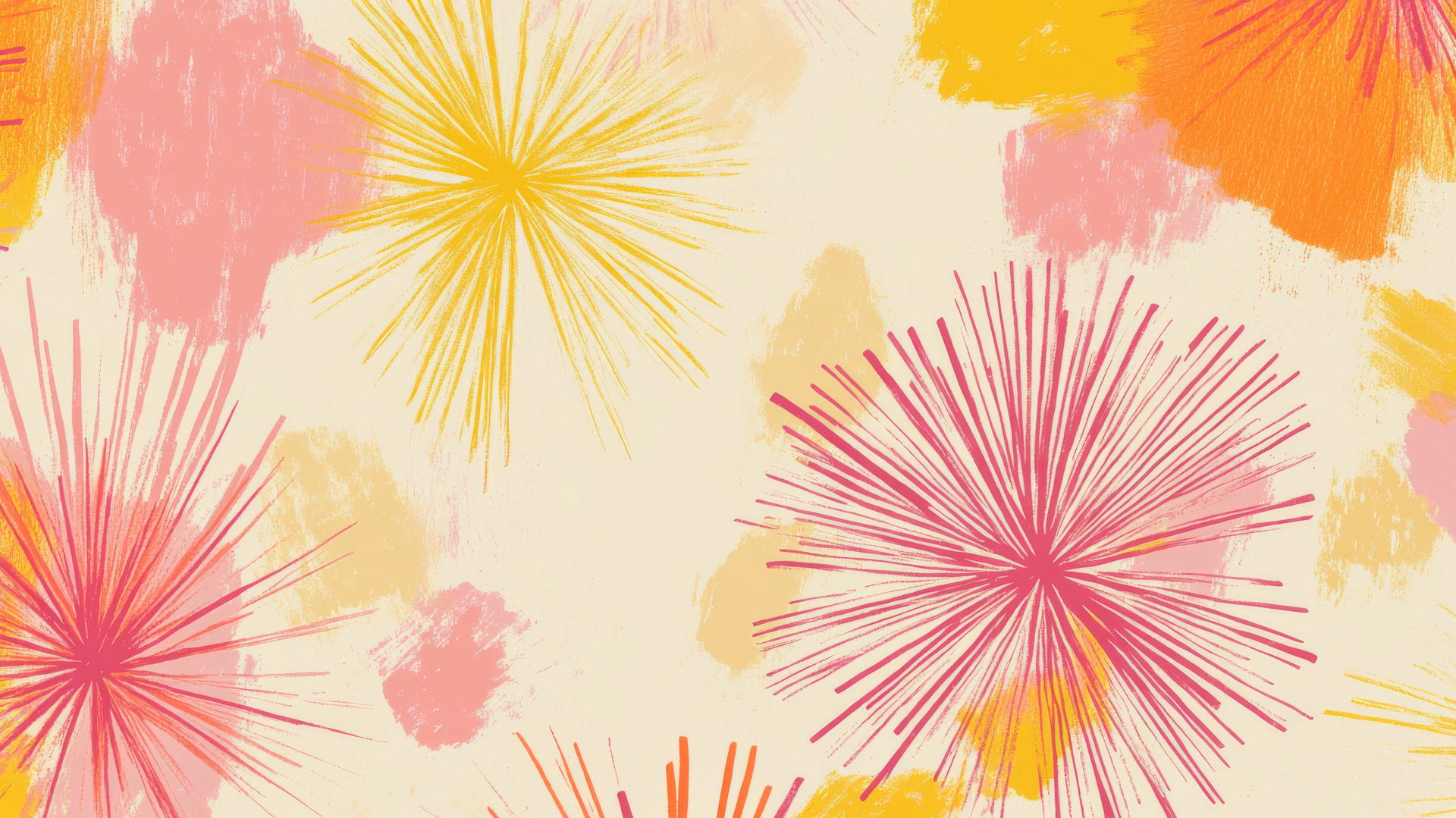 preppy spring wallpaper with sunbursts and abstract flowers in vibrant colors