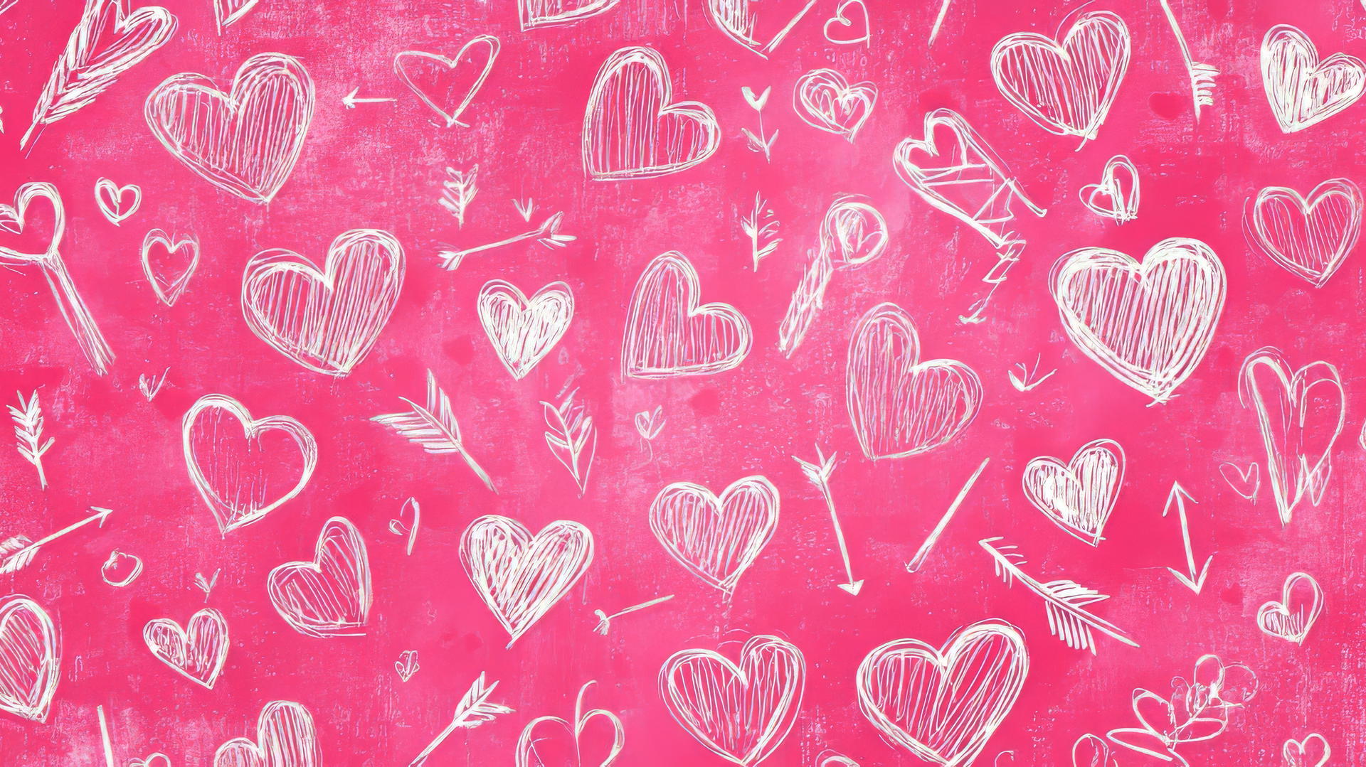 cute hot pink wallpaper with doodle hearts and arrows