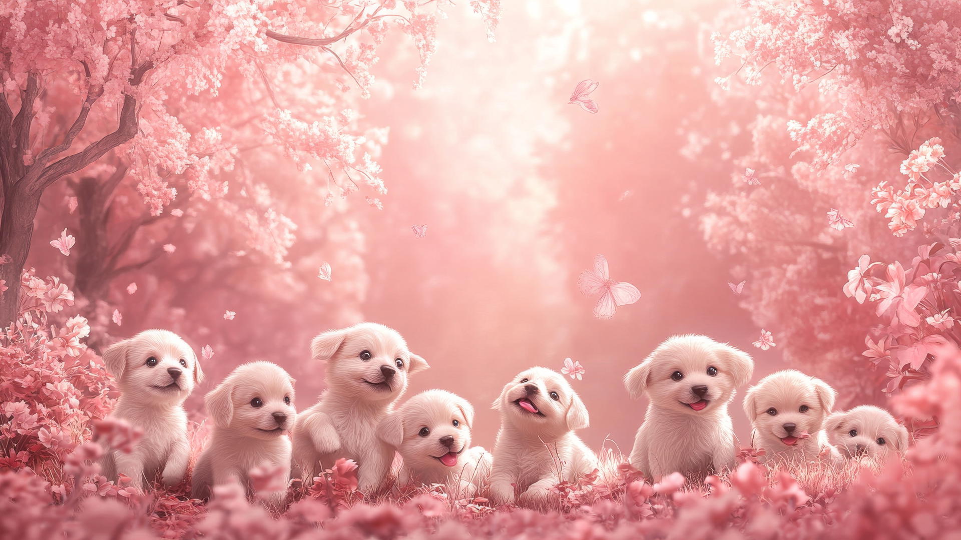 pink cute puppy wallpaper with puppies playing in a park