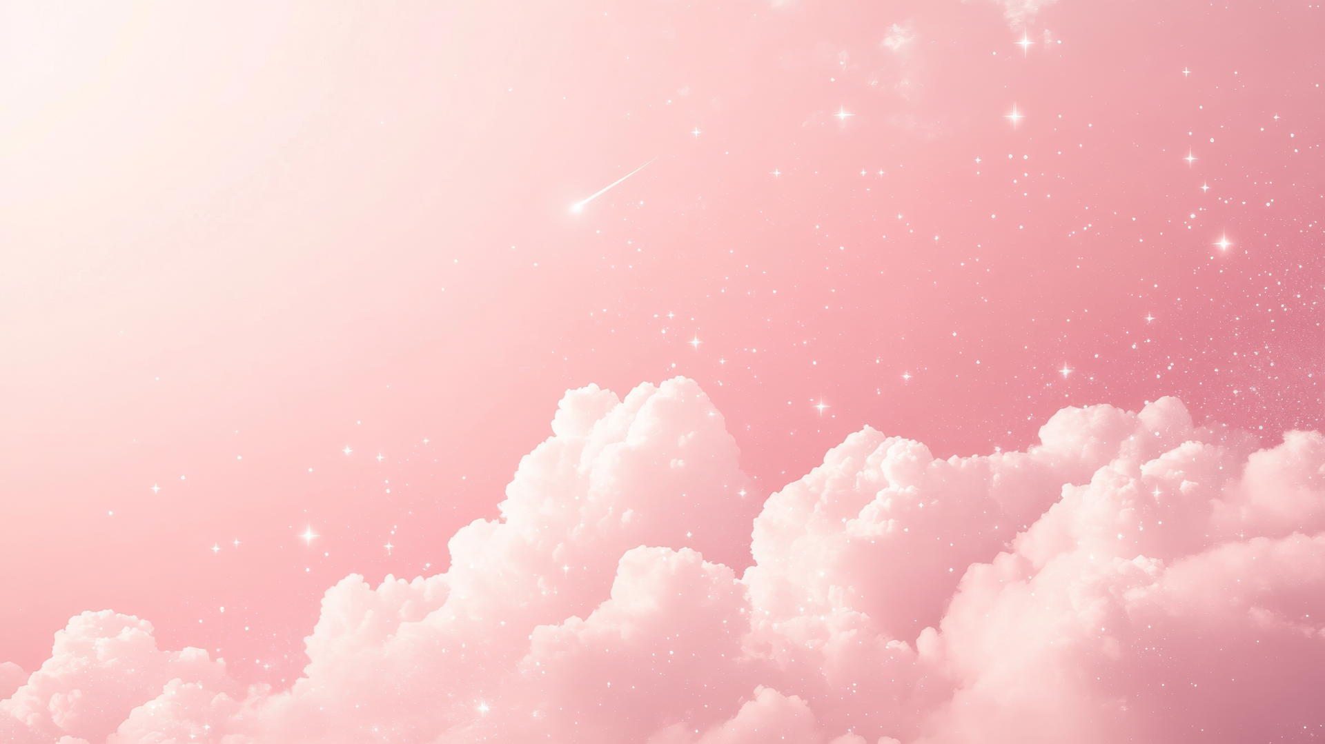 aesthetic cute pink wallpaper with pastel clouds and tiny stars creating a dreamy atmosphere