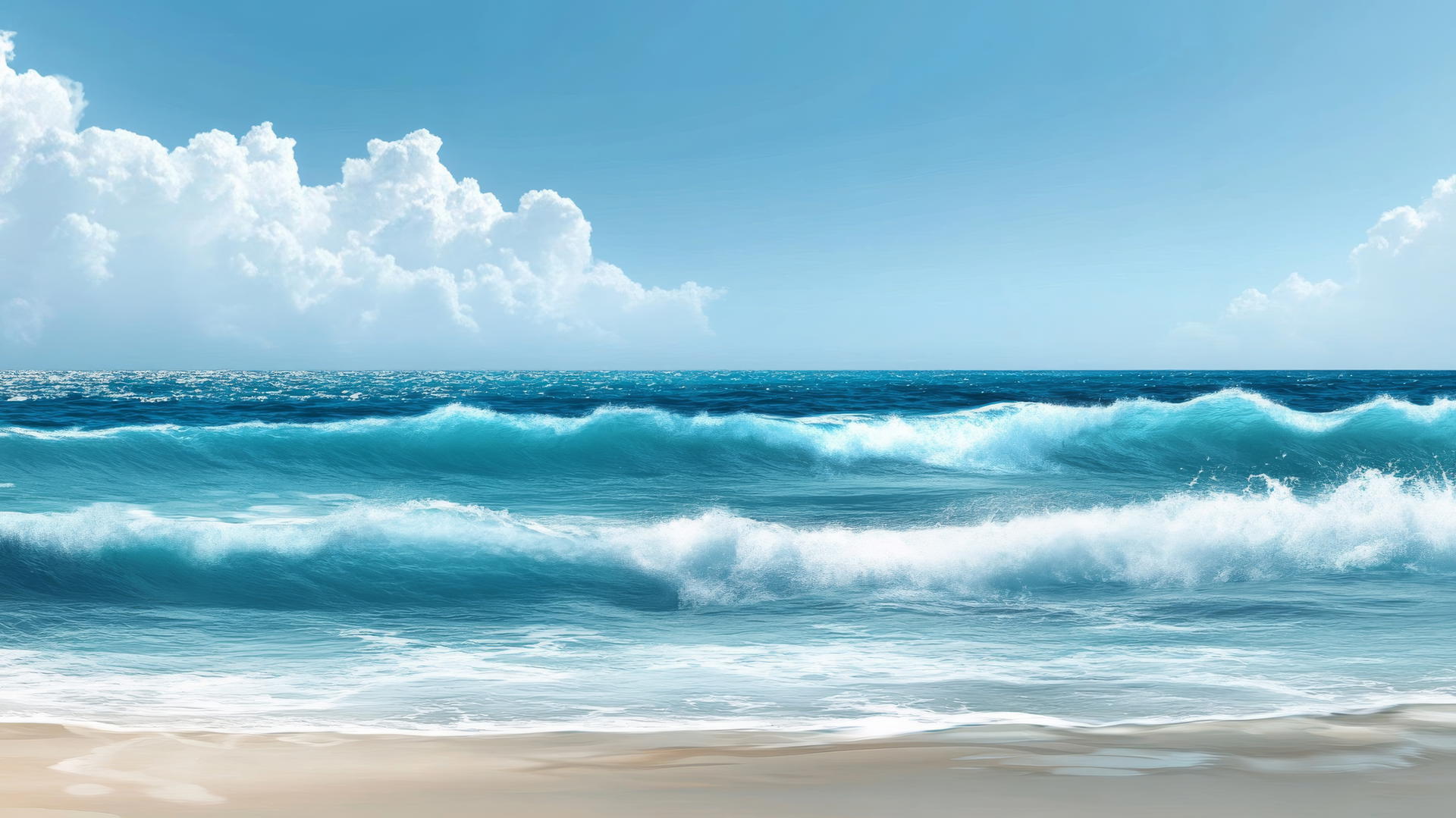 blue wallpaper with tranquil ocean waves and clear sky