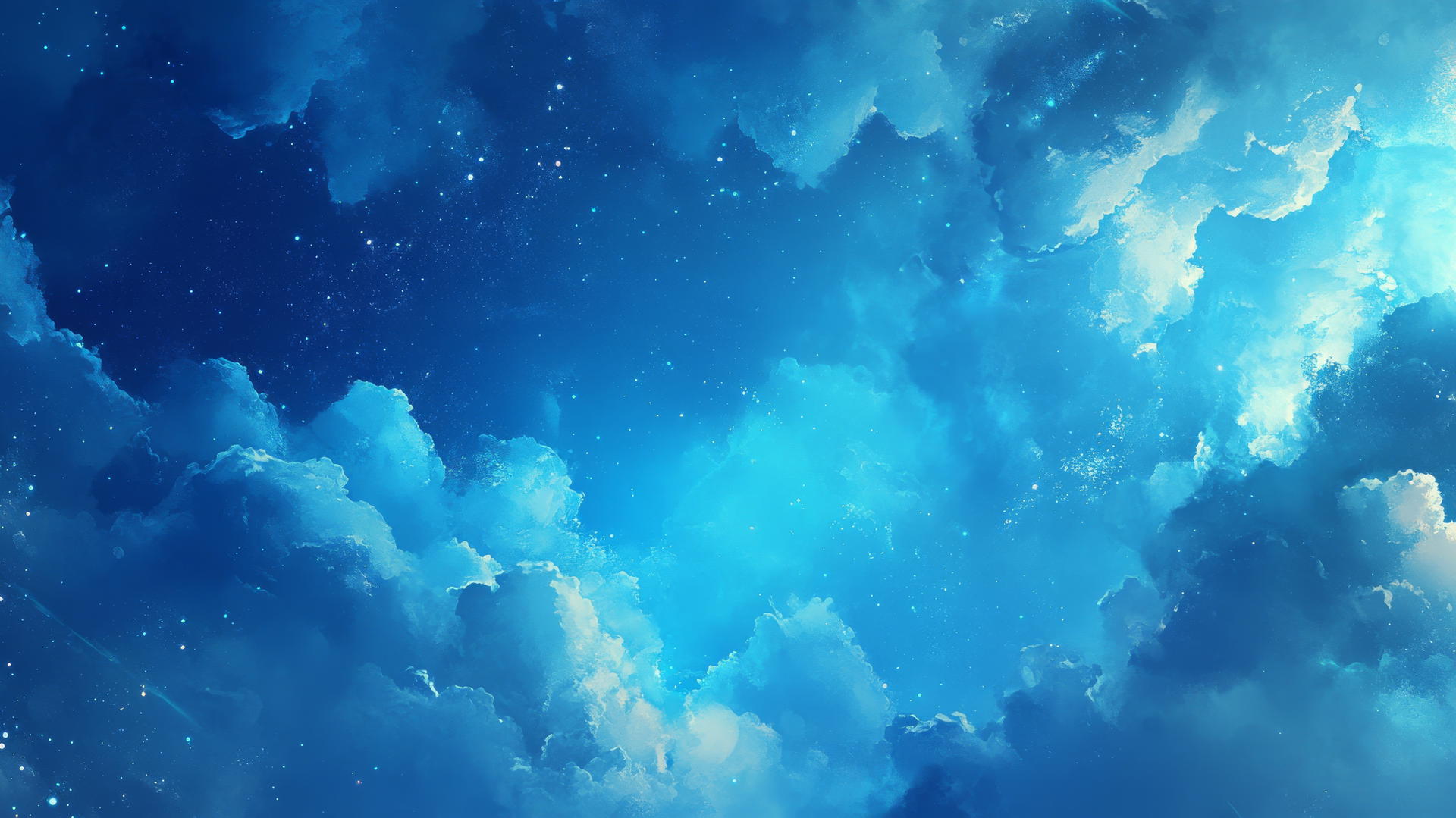 blue background wallpaper with celestial blue clouds in a twilight sky