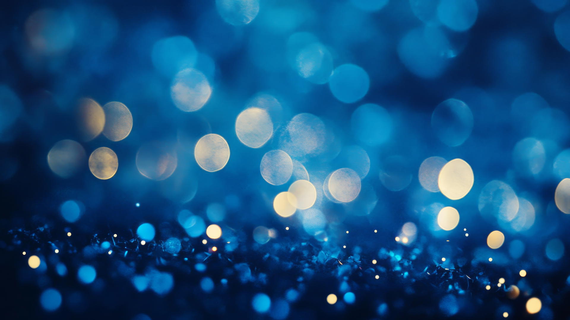Ethereal blue fairy lights with bokeh effects, aesthetic wallpaper blue