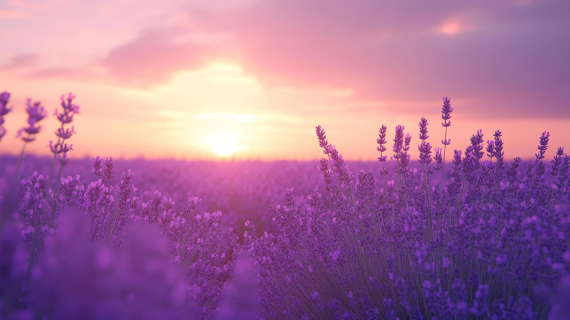 light purple wallpaper with a peaceful lavender field at sunset