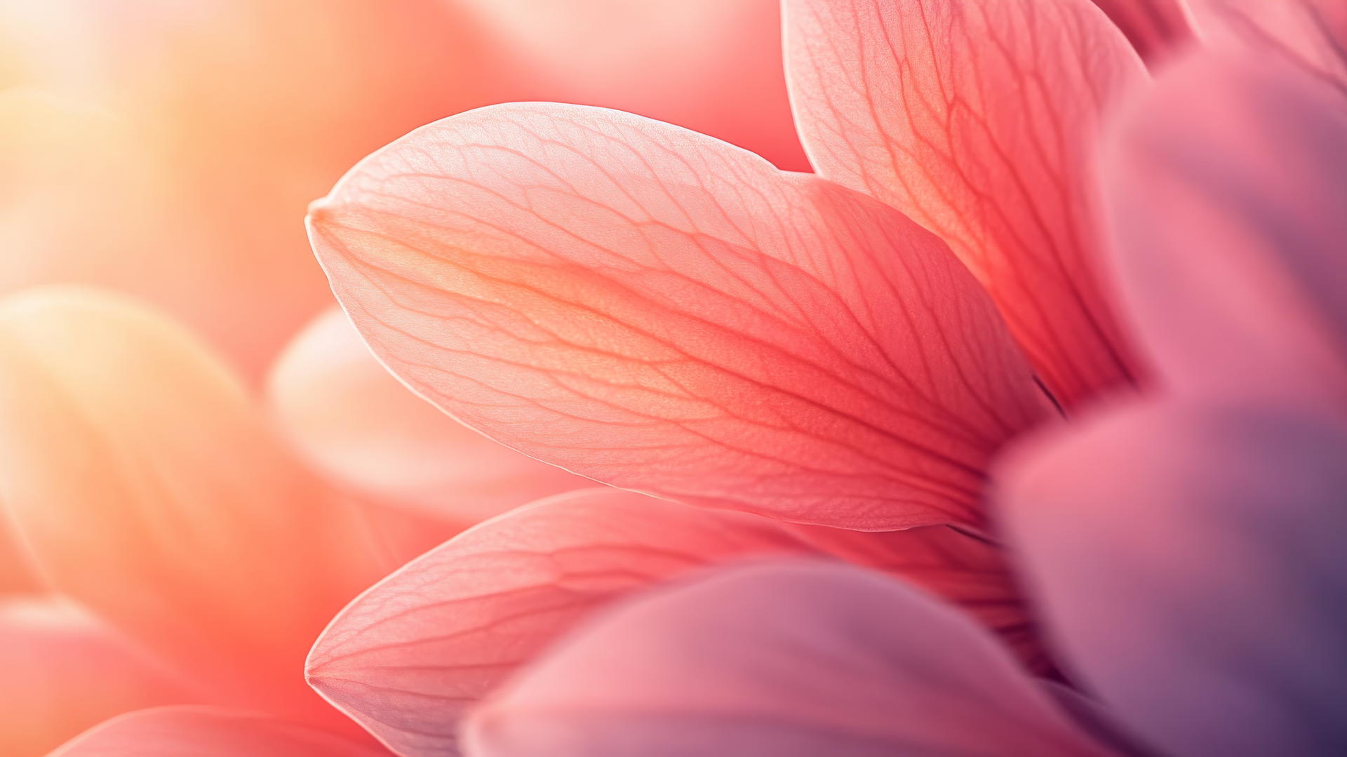 Spring wallpaper featuring close-up of flower petals with soft sunlight