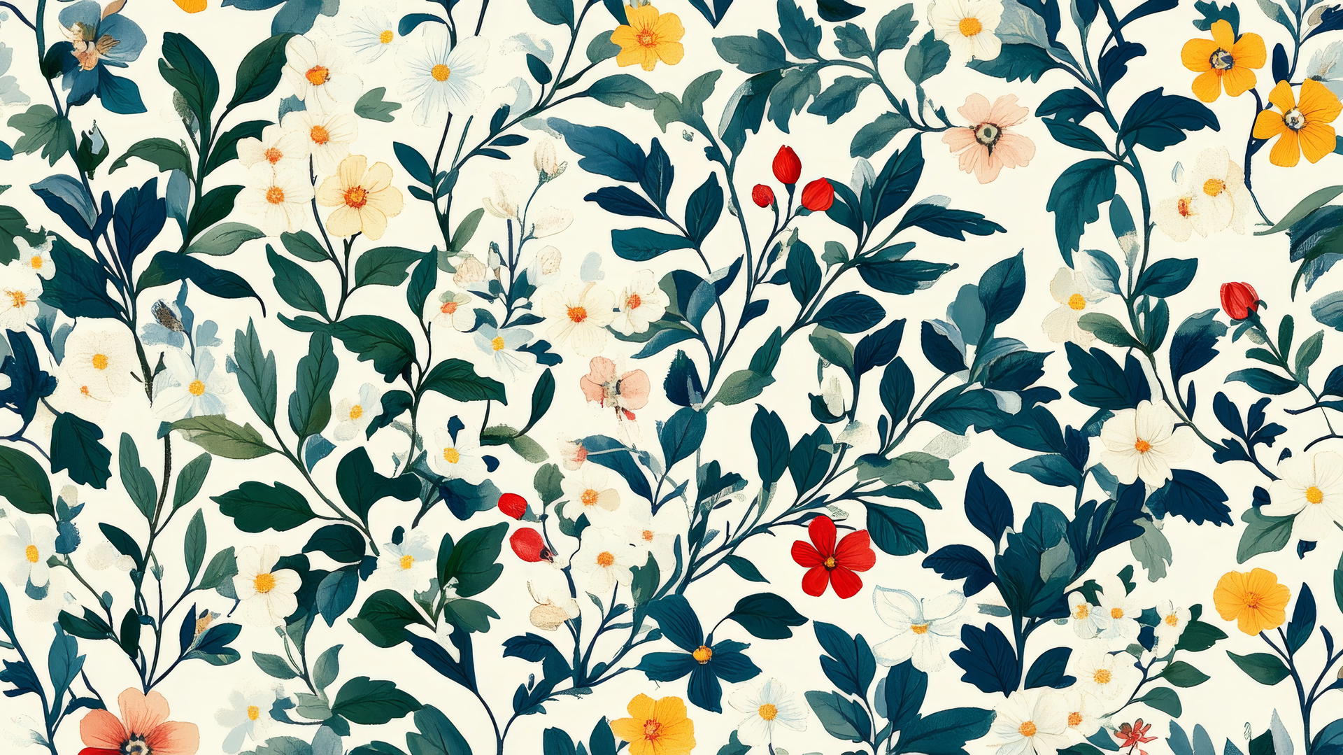 spring wallpaper with blooming flowers and vines